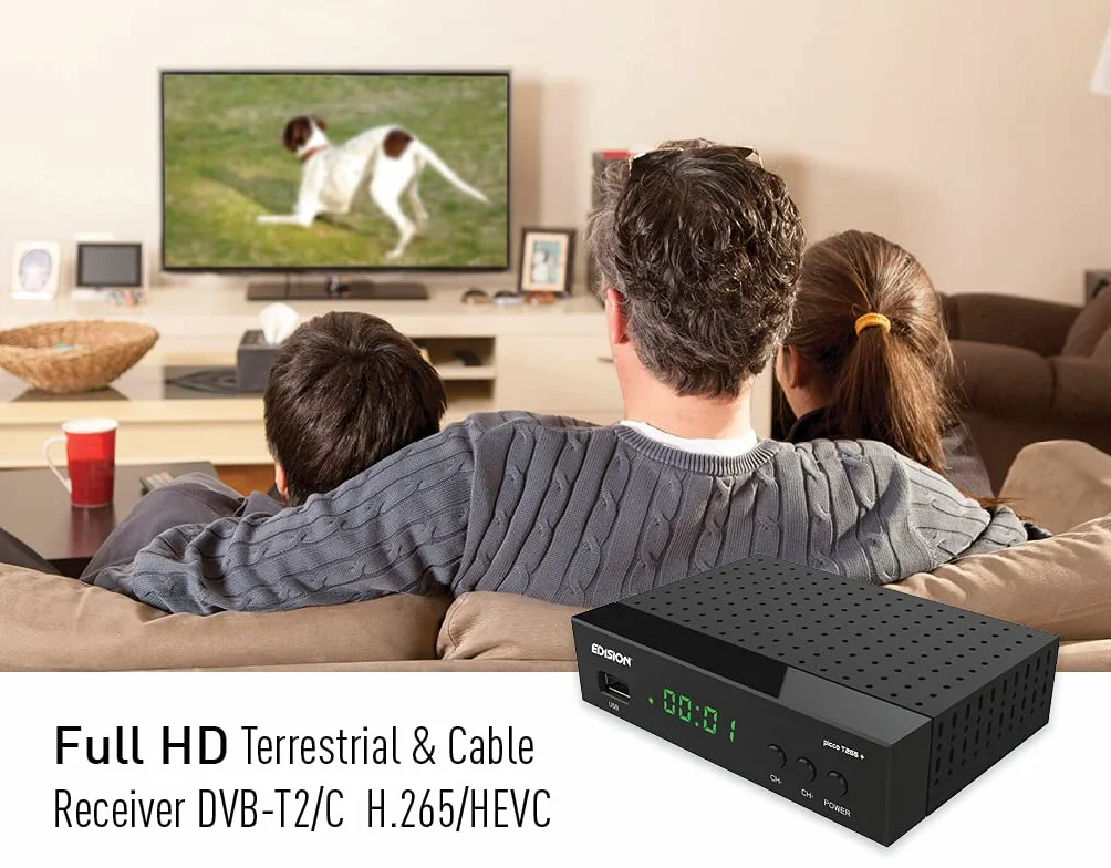 EDISION Picco T265 Plus Récepteur TNT DVBT2 DVBC H.265 HEVC FTA HDMI USB WiFi