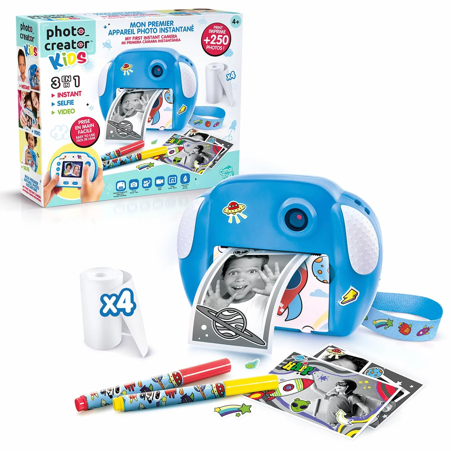 Canal Toys - Photo Creator - Appareil Photo à Impression Instantané - Selfie & Caméra Vidéo - Impression sur Rouleau de Papier Photo Thermique, sans Encre - Cadeau pour Enfant - Dès 4 Ans - CLK 011