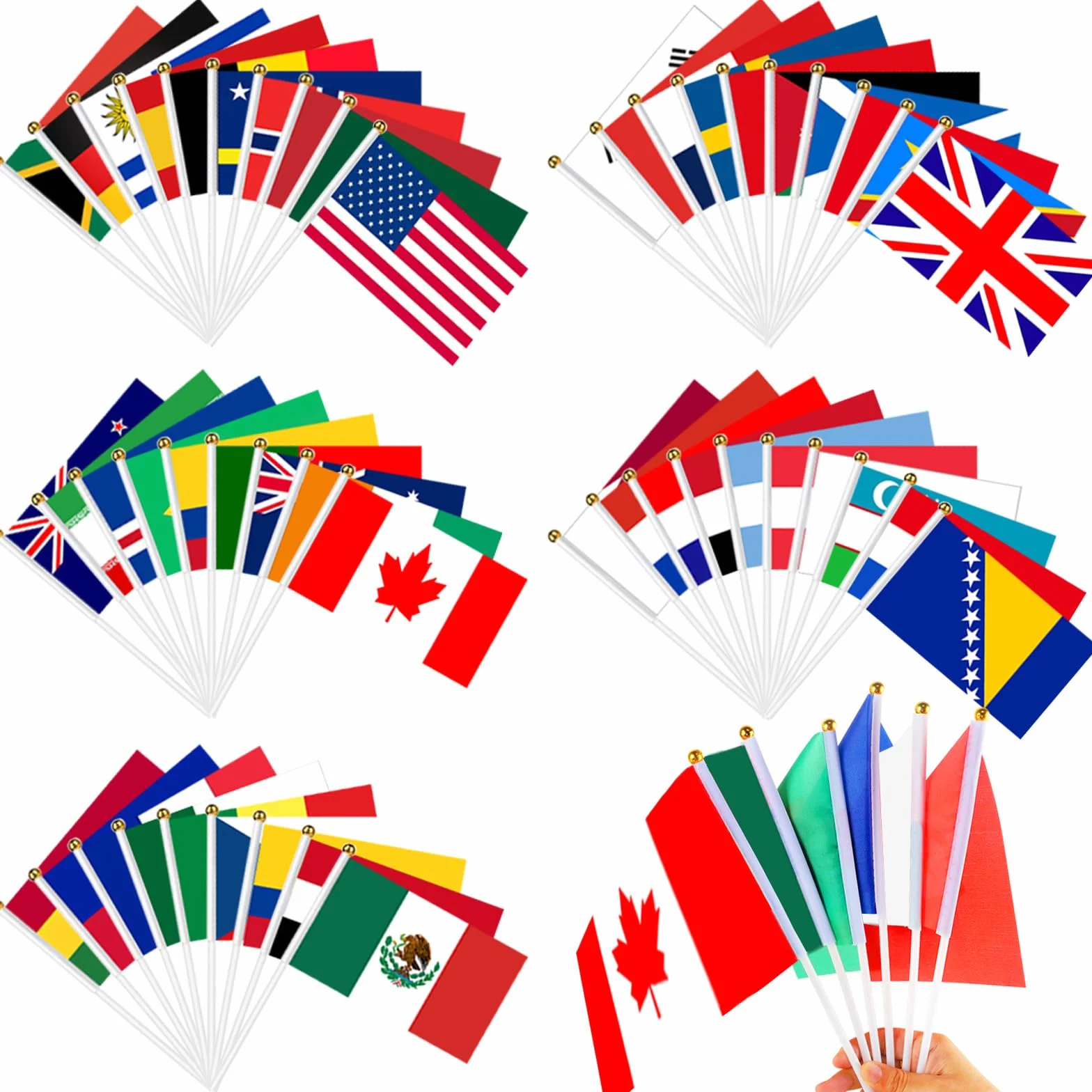 Drapeaux du monde 2026 14x21cm 48 Pays Coupe du Monde Football Décorations