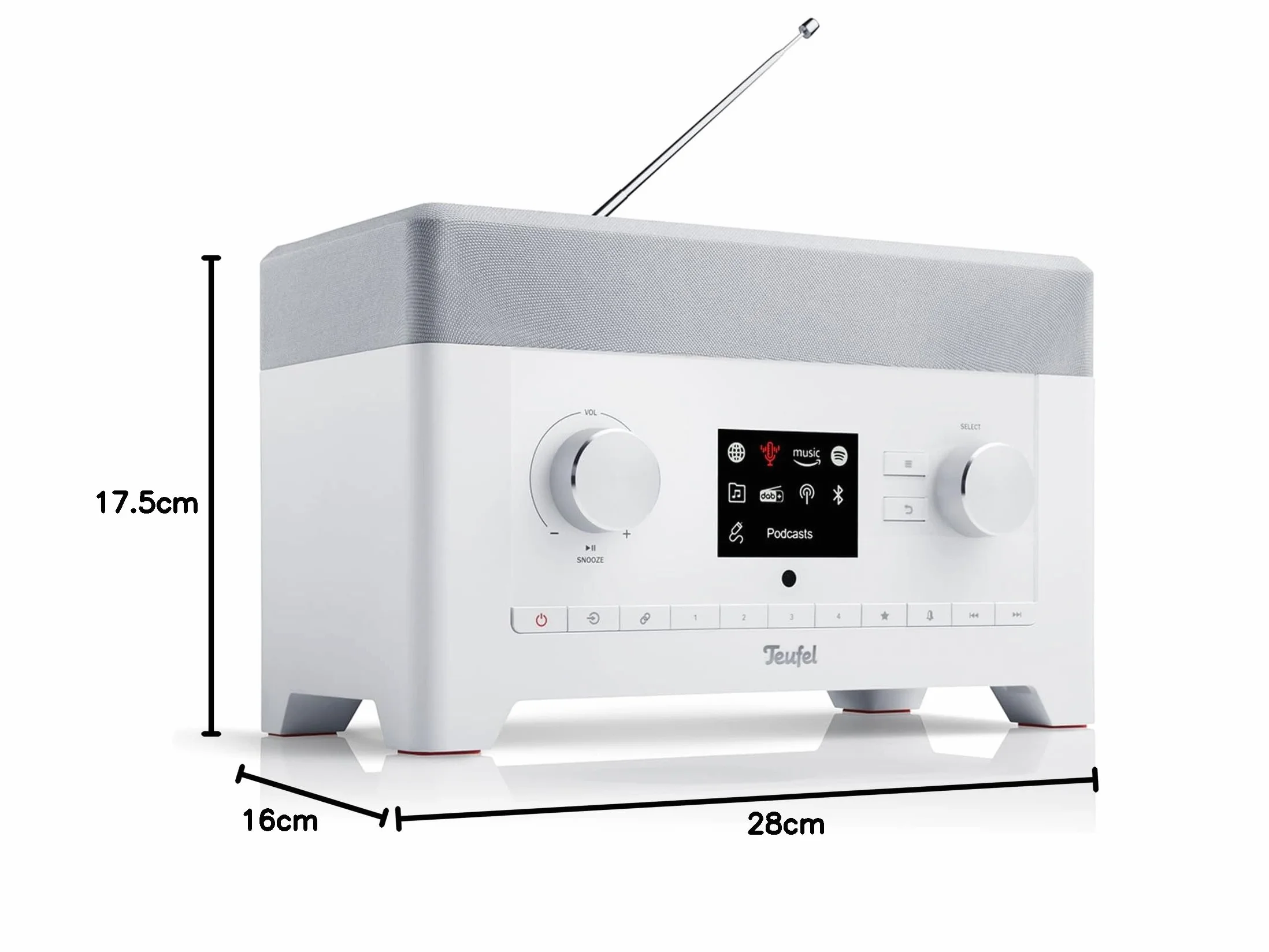Teufel Radio 3Sixty Enceinte Radio Internet, WiFi et Bluetooth, FM/Dab+, Son à 360 degrés avec subwoofer intégré (Blanc)