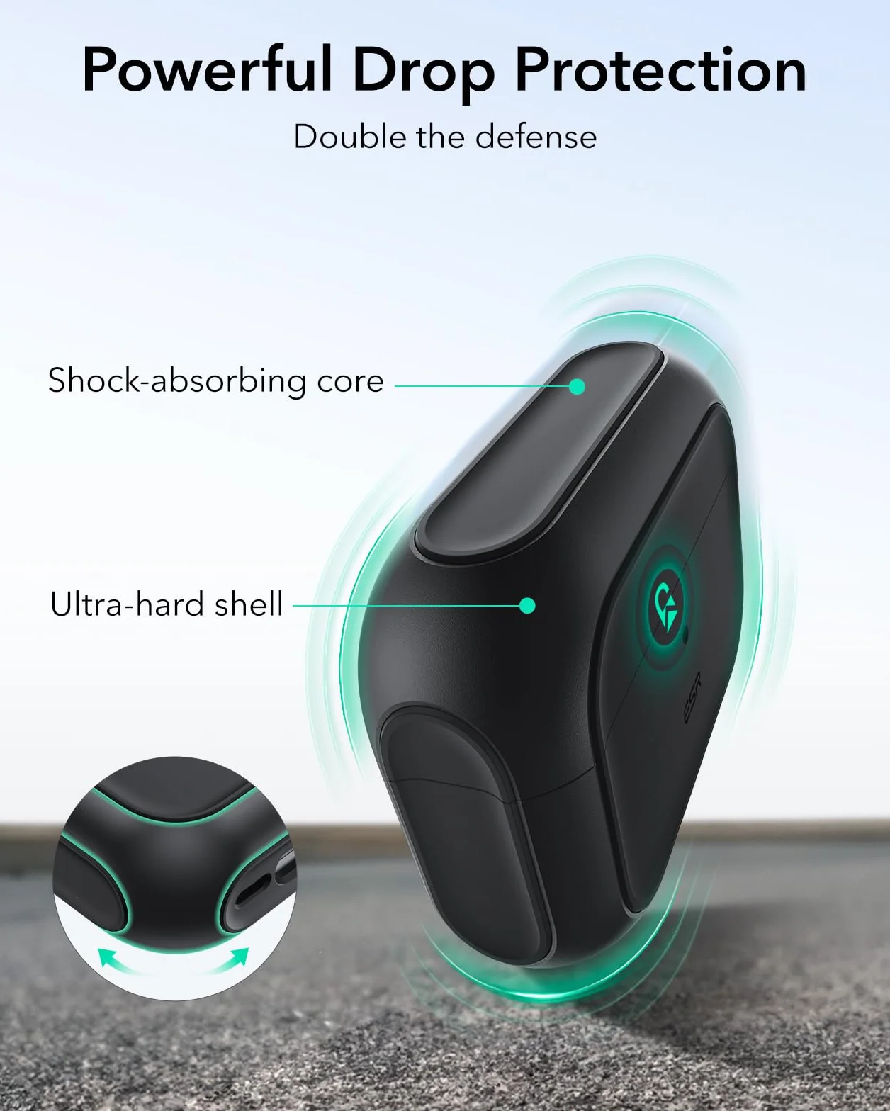 ESR Coque AirPods Pro 3 Compatible MagSafe Protection Intégrale Cordon Noir