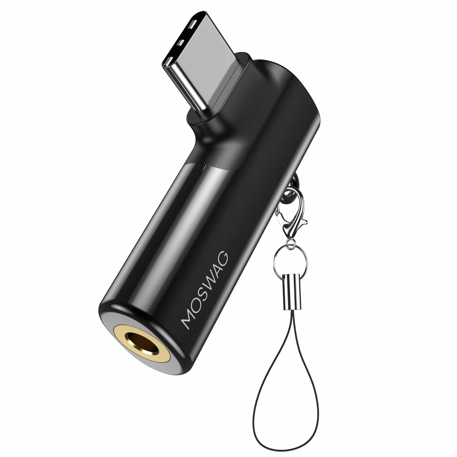 MOSWAG USB C à 3,5 mm Jack Adaptateur Casque Angle Droit DAC Chip Compatible Galaxy S24 S23 S22 Ultra