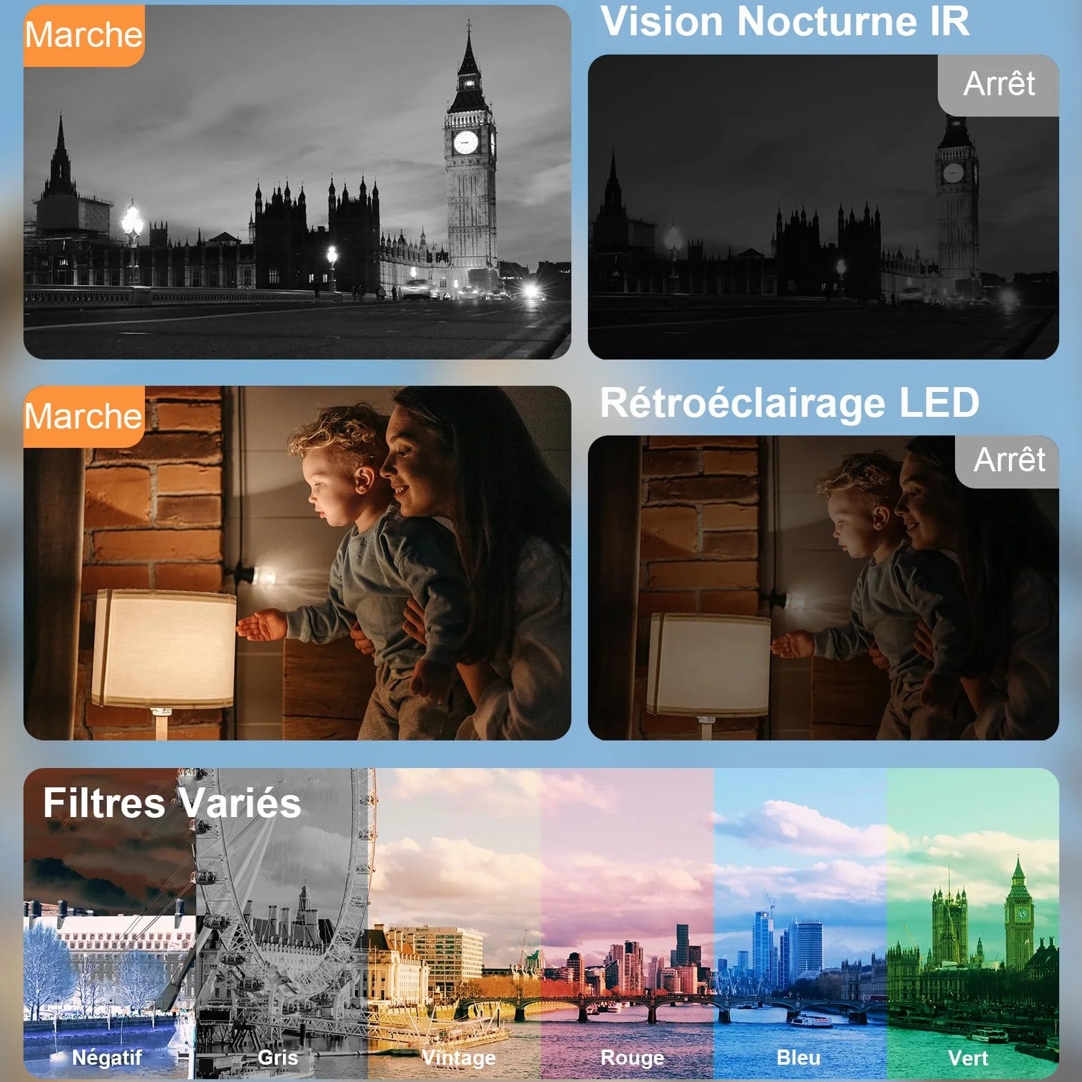 Caméscope Vidéo 8K 64MP Vlogging WiFi Vision Nocturne IR Écran Tactile 3" Zoom Numérique 18X avec Mic et Télécommande