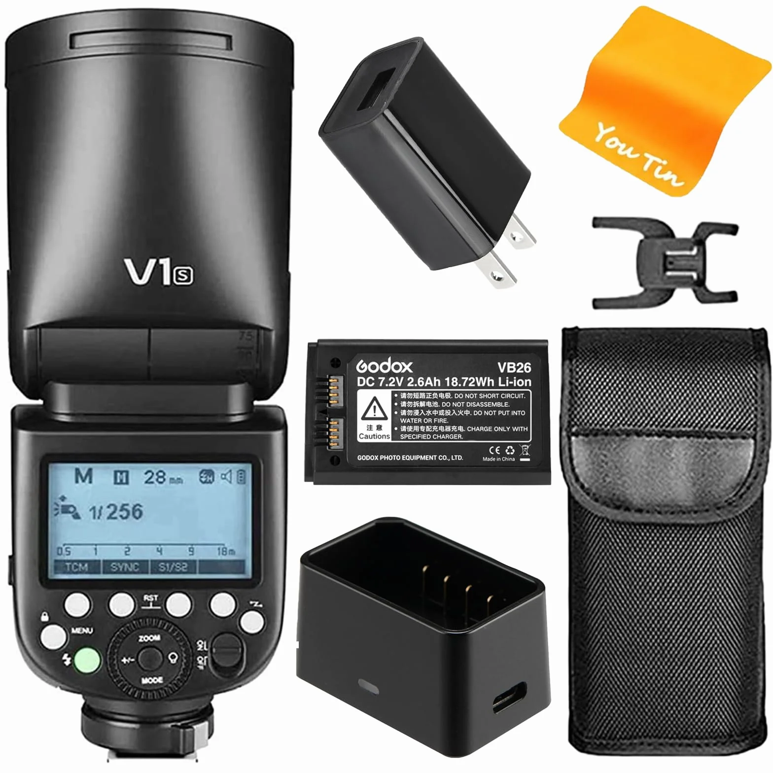 Godox V1-S Flash de Tête Ronde 2.4G sans Fil TTL 1/8000 HSS Batterie li-ION de 2600mAh Puissance de 76Ws Speedlite pour Sony Caméra