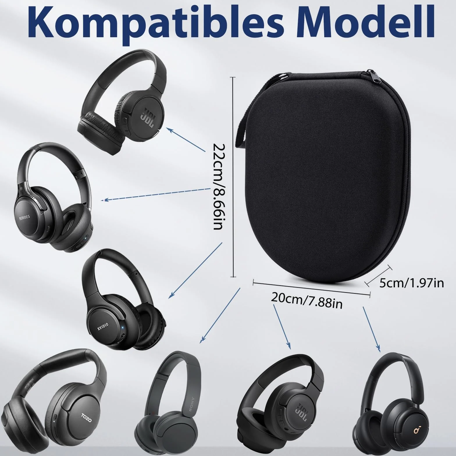 Étui de voyage compatible JBL Tune 510BT 520BT 500 720 BT 770 NC 760 NC Sony WH-CH520 WH-CH720N, casque sans fil réduction du bruit (noir)