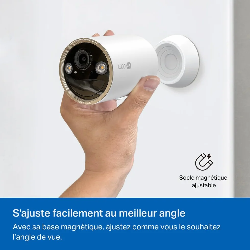 Tapo C460 Caméra de Surveillance Extérieure 4K 8MP, Batterie 10000mAh, Vision Nocturne Couleur Starlight, Wi-FI Dual-Band, Base Magnétique, Détection AI Gratuite