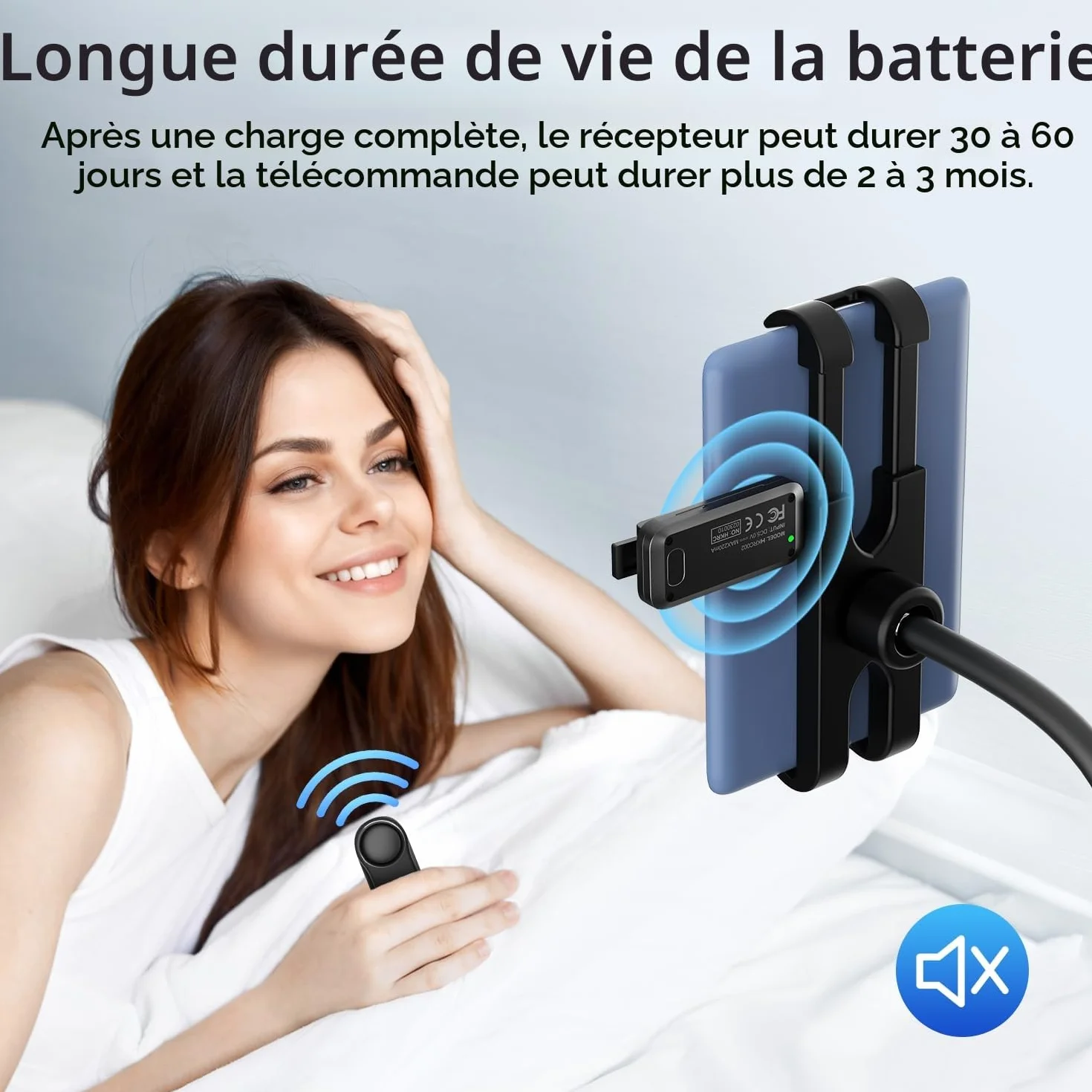 Support Kindles pour Lire au Lit, Comprend un RF Télécommande Tourneur de Page(HKRC004,Noir), Support pour Tablettes et Tourneur de Pages, Accessoires pour la Kindles, Cadeau pour les Lecteurs