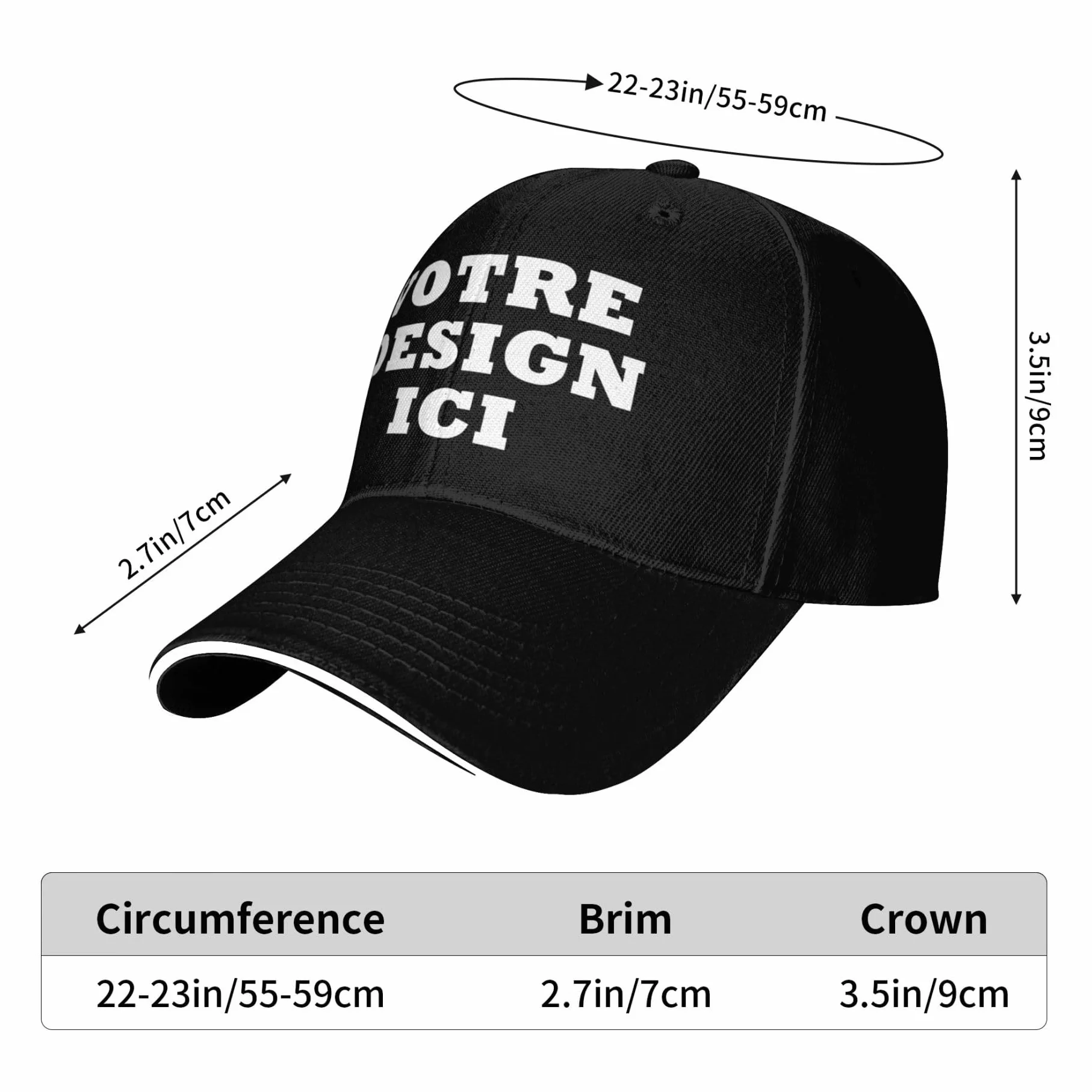Casquette Baseball Personnalisée Photo Nom Texte Hommes Femmes
