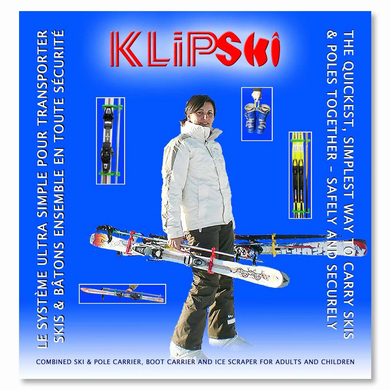 KlipSki Porte-Skis et bâtons Noir – Paire, Rapide et Simple