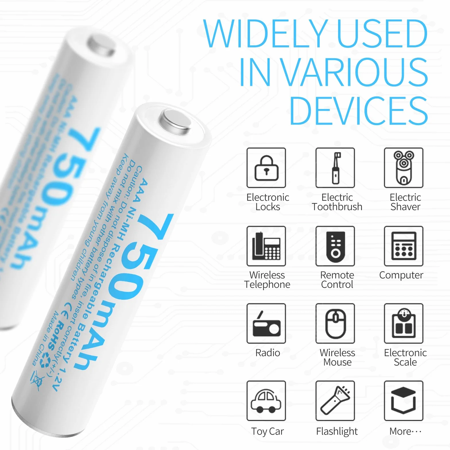 Batterie AAA HR03 de rechange compatible avec les téléphones sans fil Gigaset 750 mAh (4)