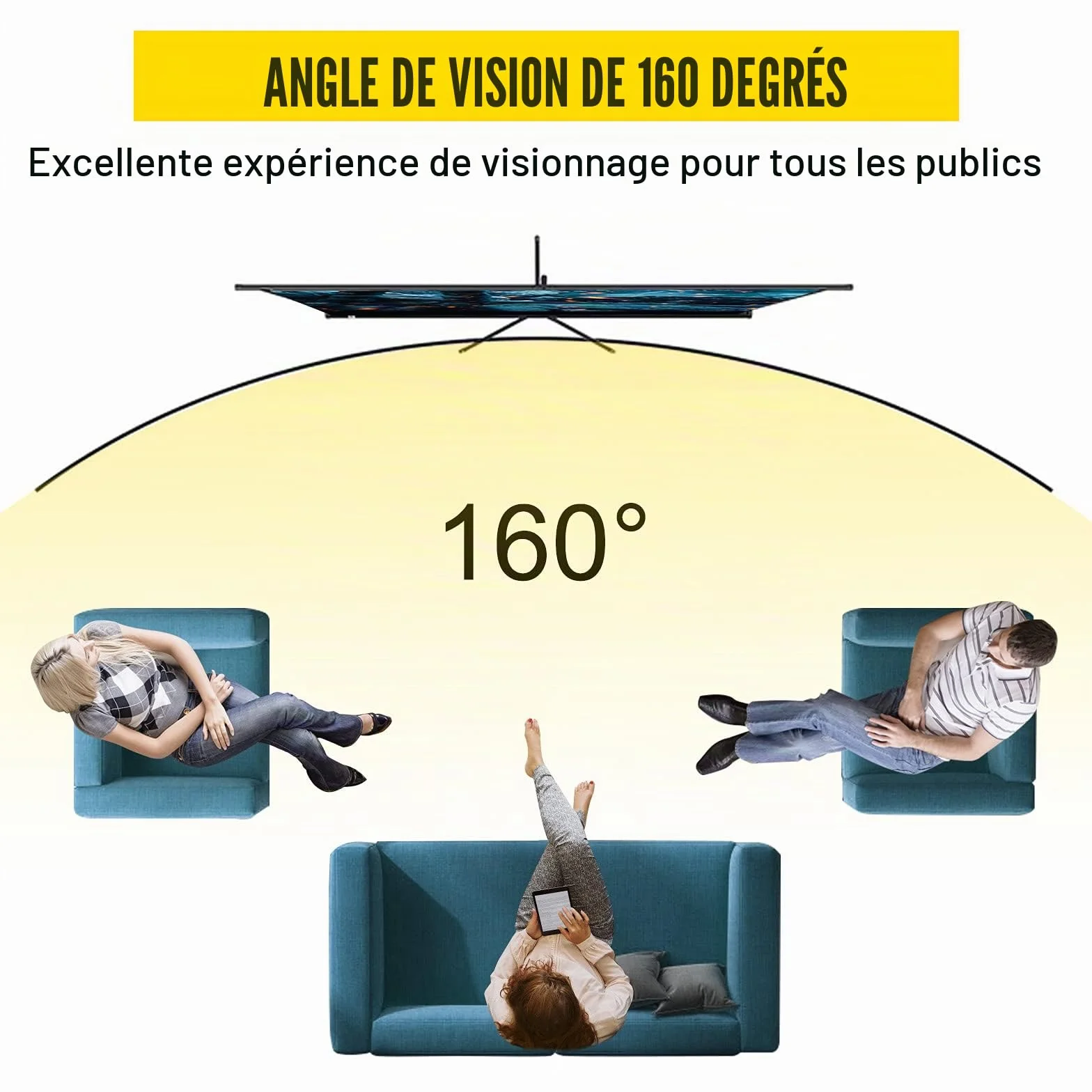 VEVOR Écran de Projection 110 Pouces 4K HD 16:9 Trépied Réglable 244x137 cm Infroissable Blanc/Noir