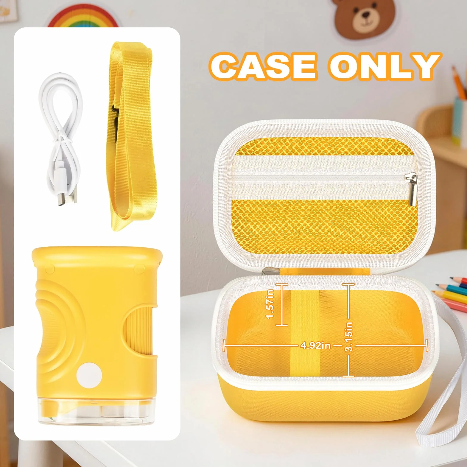 Étui de microscope pour enfants BMDSAE/pour microscope numérique portable Edubini 1000x, support de rangement portable pour câble de charge et accessoires de cartes SD (boîte uniquement)