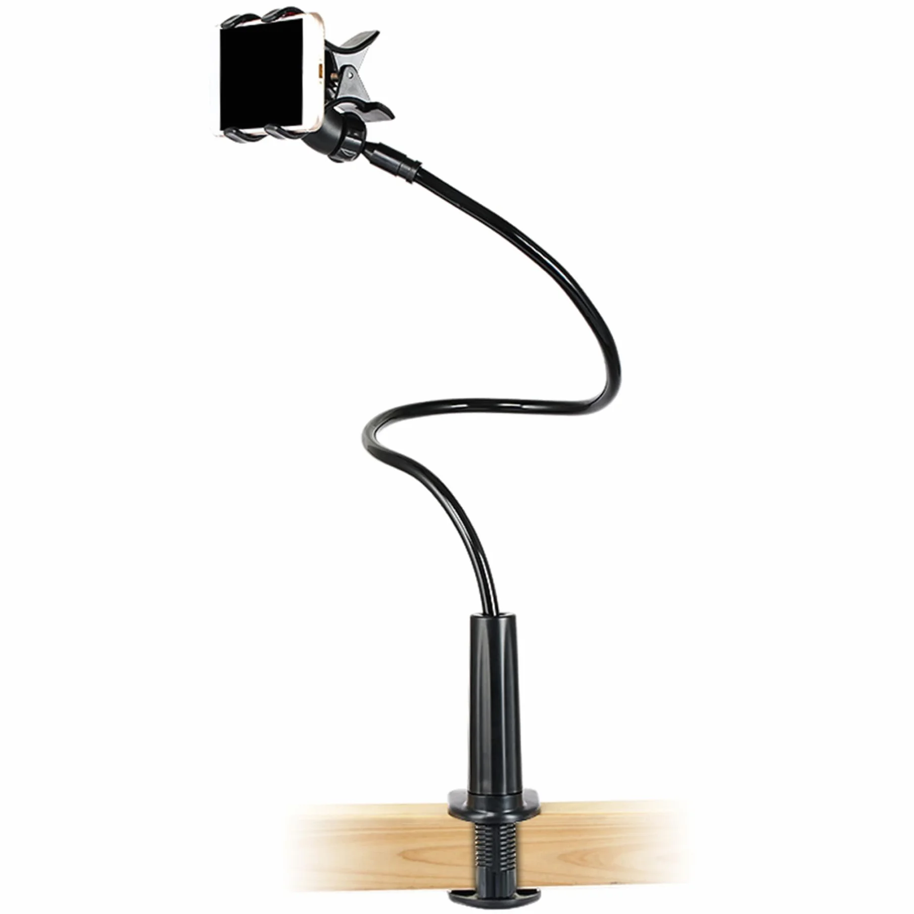 Pince de téléphone au lit, support de téléphone à col en cygne, support de téléphone de lit réglable avec clip non glissant, support de téléphone universel pour lit, support de téléphone portable, no