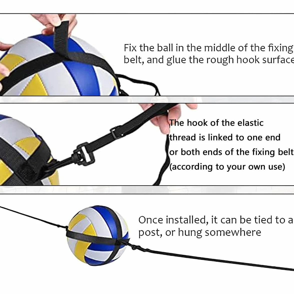 Kiuiom Appareil d'entraînement de volley-ball avec cordons élastiques réglables, Ceinture de résistance noire