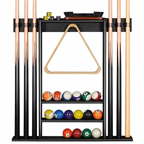 Support mural pour queues de billard 6 bâtons + balles, bois de bambou, accessoires de billard compact