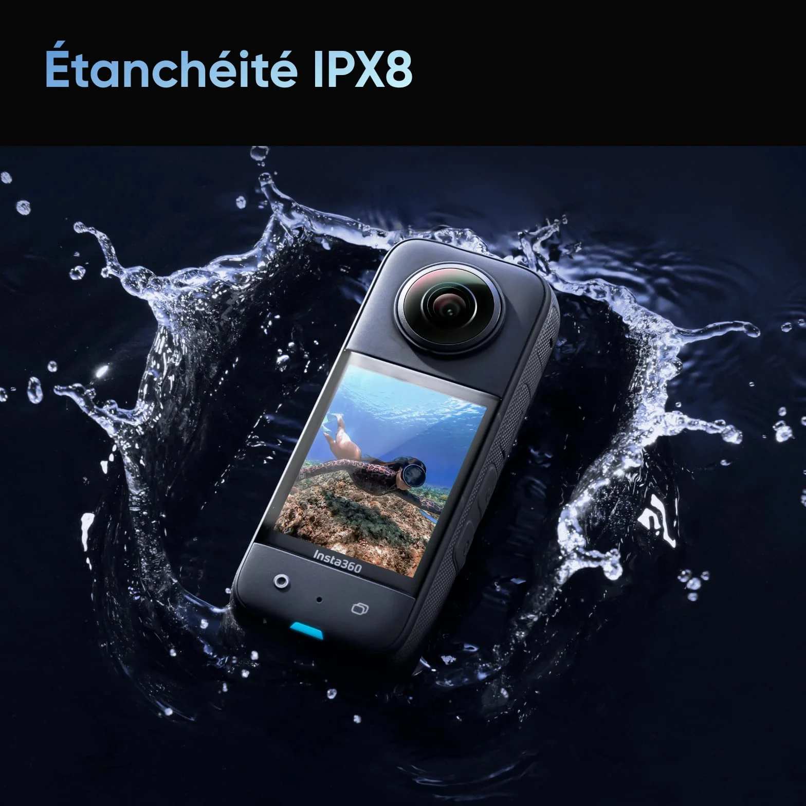 Insta360 X3 Caméra d'action 360° étanche 5,7K HDR Active 48MP 1/2" 72MP écran tactile 2,29"