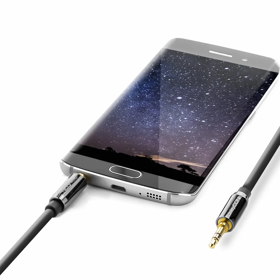 deleyCON 10m Câble Jack 3,5mm AUX Câble Audio Stéréo Fiche Jack Droite pour PC Laptop Smartphone Tablette Voiture Récepteur HiFi - Noir