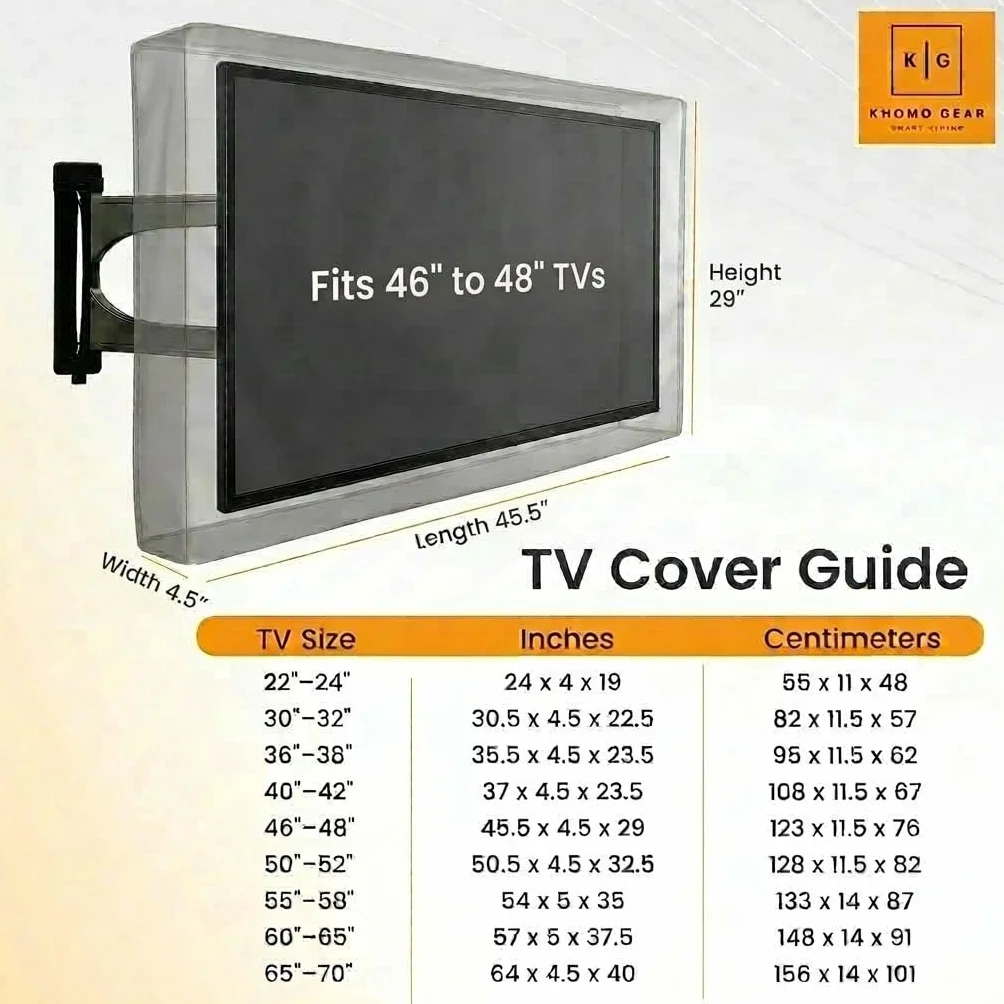 KHOMO Housse de protection universelle résistante aux intempéries pour téléviseurs LCD LED 46''-48''