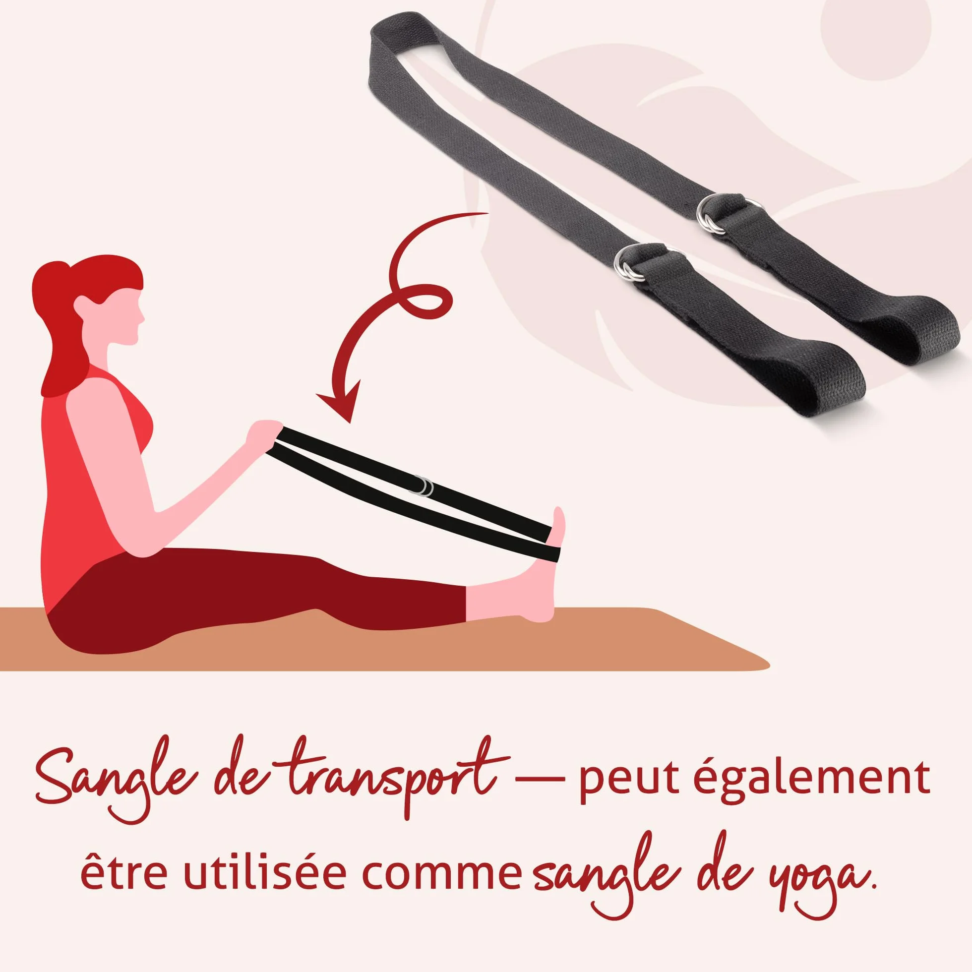 Tapis de Yoga en Liège Naturel Antidérapant 183x61cm 4mm avec Sangle de Transport Lignes d’Alignement