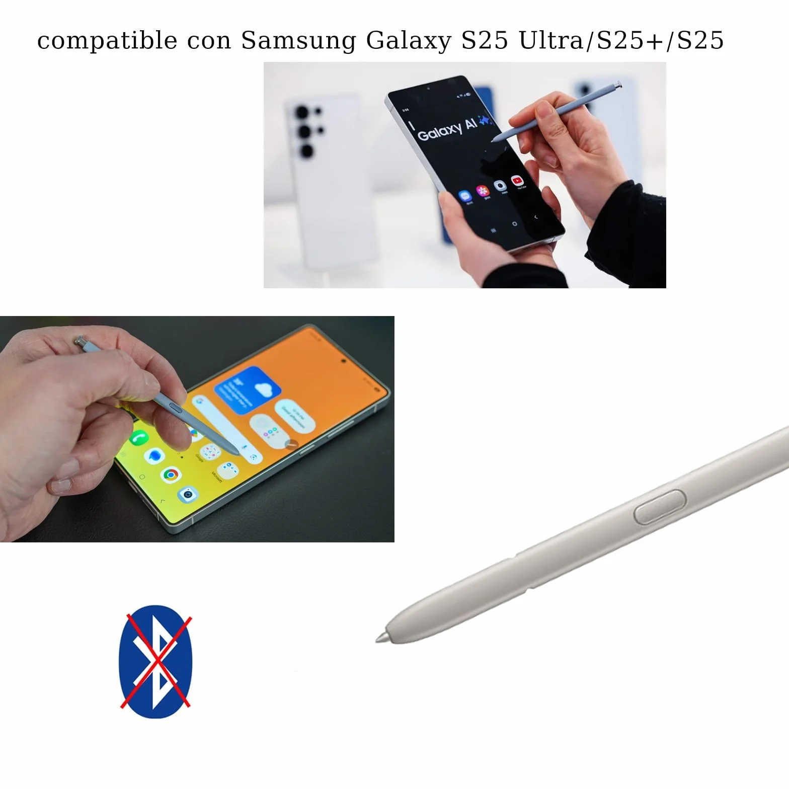 2 Pièces Galaxy S25 Ultra S Stylet de Remplacement pour Samsung Galaxy S25 Ultra S Pen pour remplacer Samsung S25 Ultra Stylus EJ-PS938,Gris
