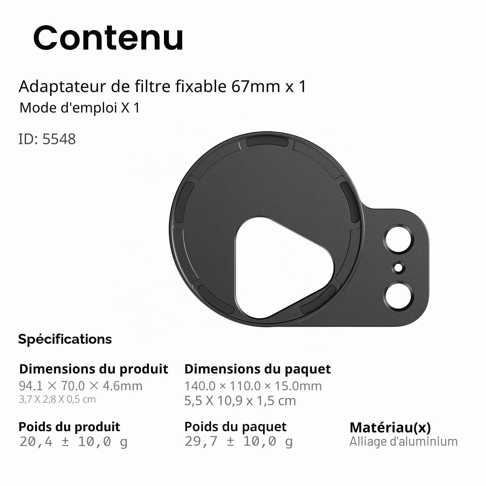 SMALLRIG FilMov Bague de Filtre magnétique 67 mm pour Coque de téléphone 17 Pro Max