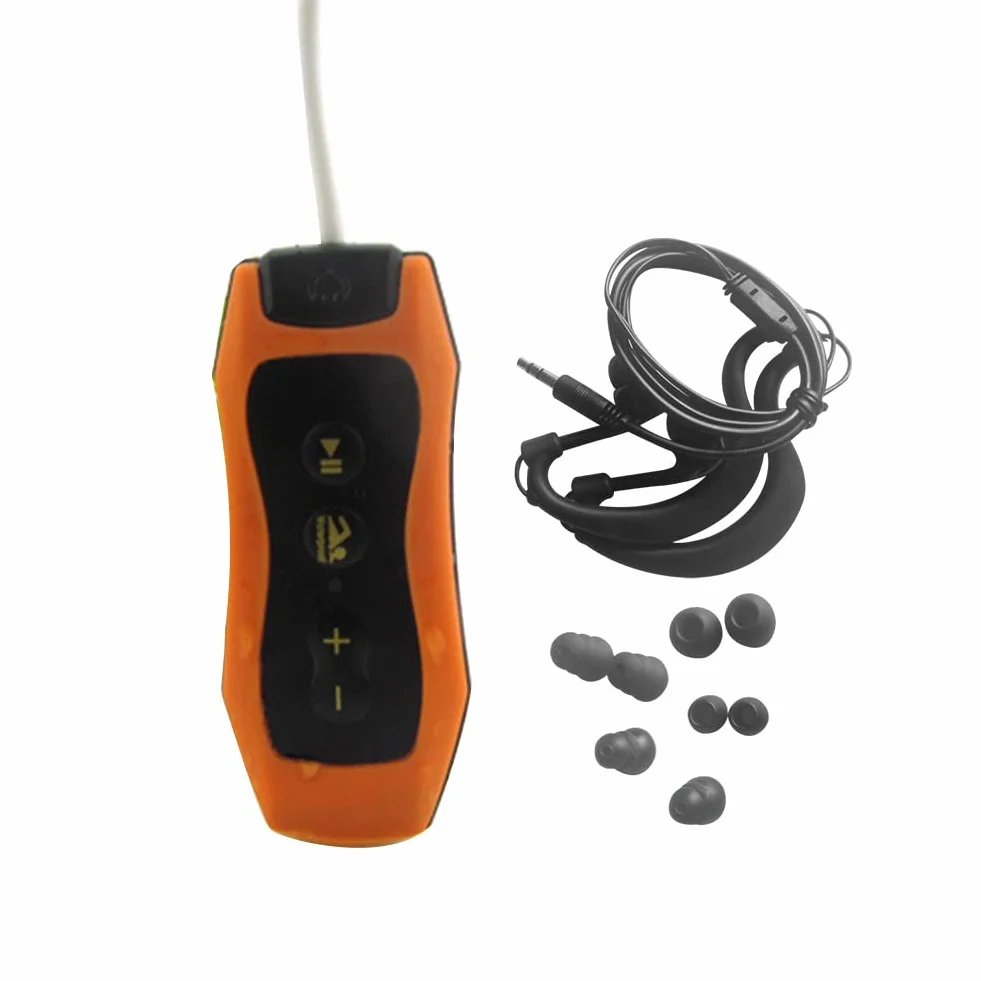 Lecteur MP3 portable étanche IPX8 radio FM rechargeable USB Orange