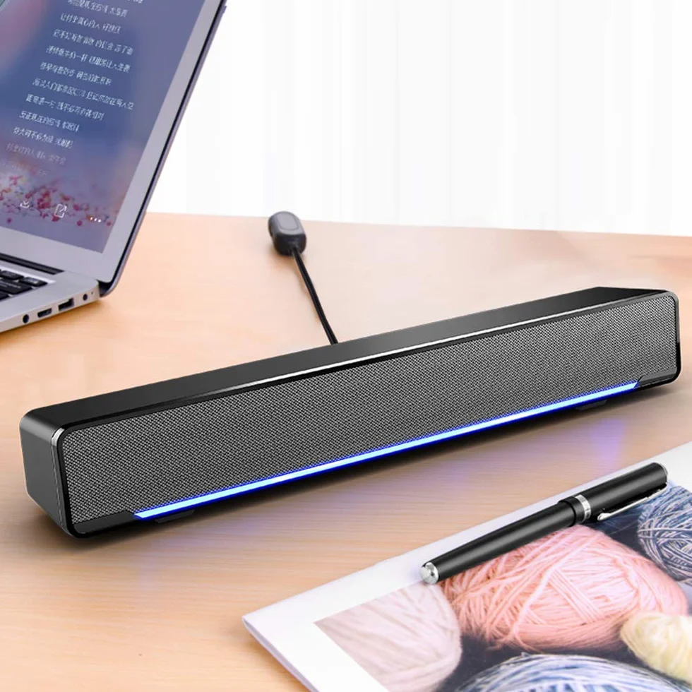 Barre de Son avec Subwoofer, Haut-Parleur Stéréo Filaire, Entrée USB/3.5mm pour PC Smartphone