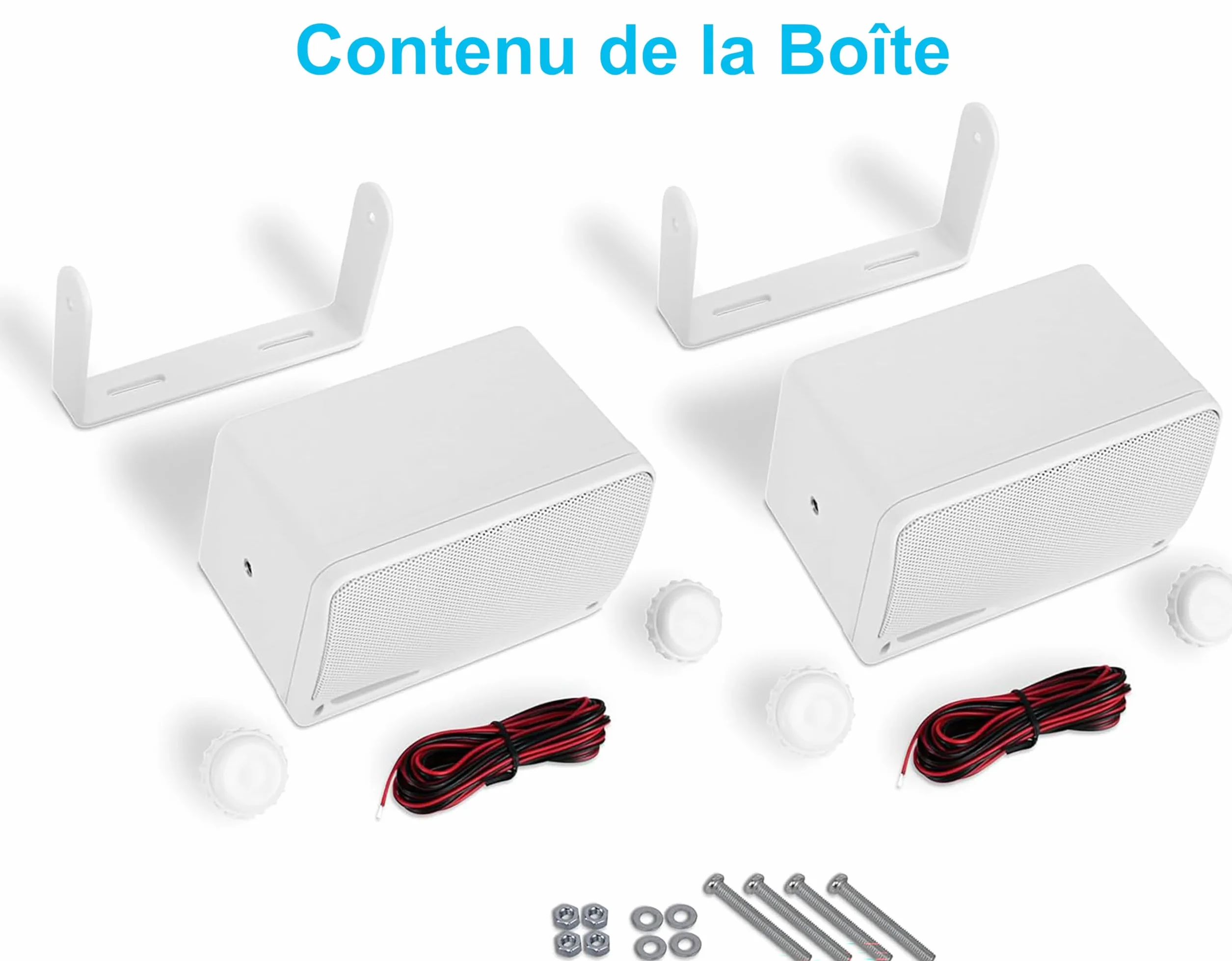 Pyle Enceinte d'Extérieur Étanche 200W 3 voies Haut Parleurs de Montage Marin Blanc