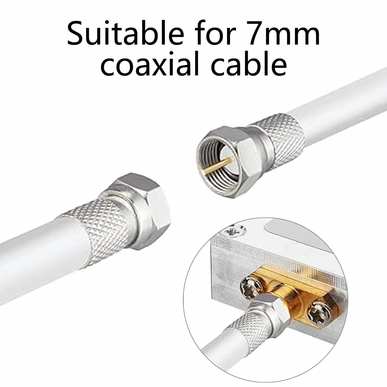 GVSS Lot de 10 Fiche F Antenne TV 7mm,Adaptateur Antenne TV,Connecteur F,Prise F,F Connector 7mm pour Câble d'Antenne Coaxial et Câble Satellite