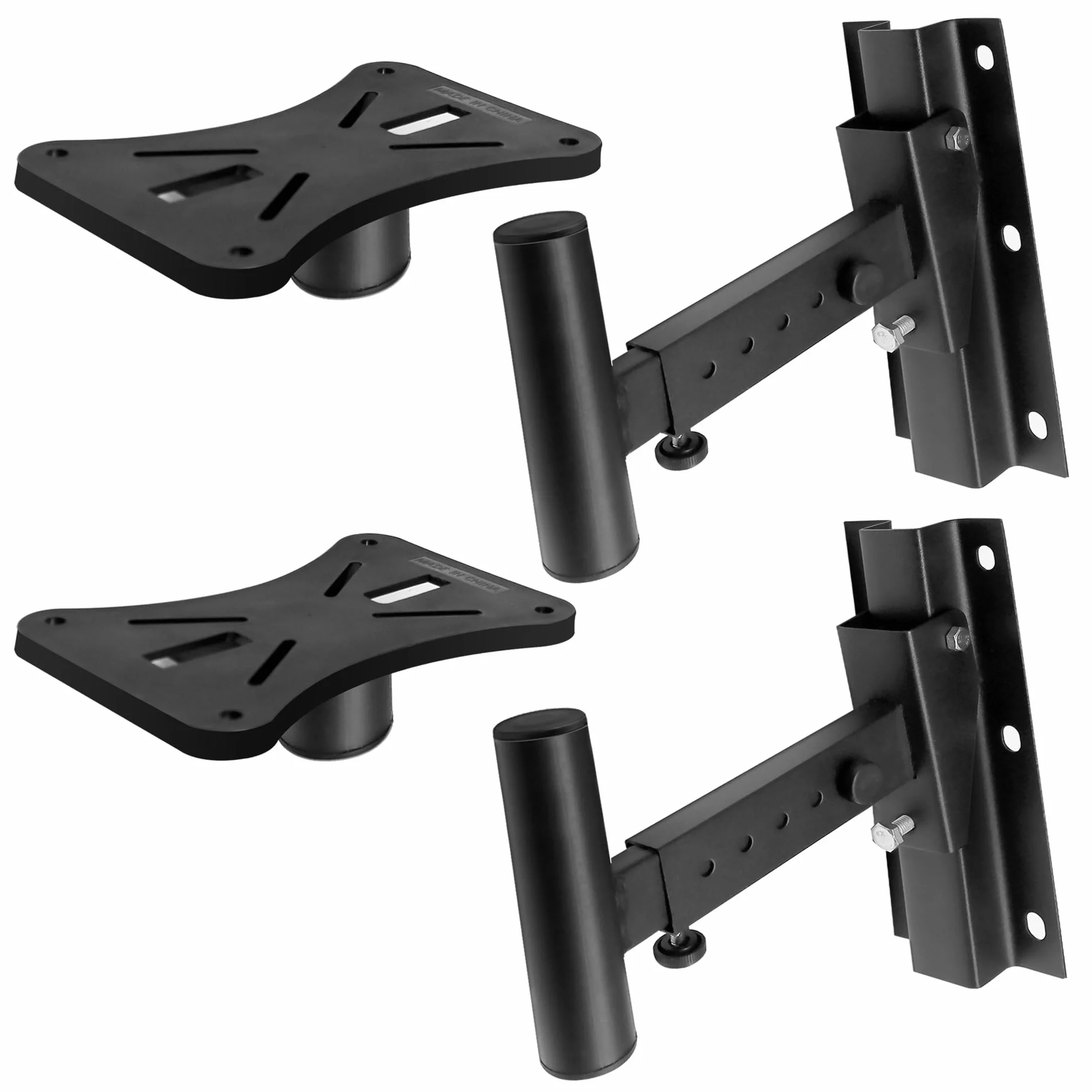 Pyle Support Mural d’Enceinte Universel – Paire Réglable Jusqu’à 31,7 cm du Mur, Inclinaison 90°-30°, Rotation, Goupille de Sécurité en Acier Solide – Fixation Murale Hi-FI/Home Cinéma