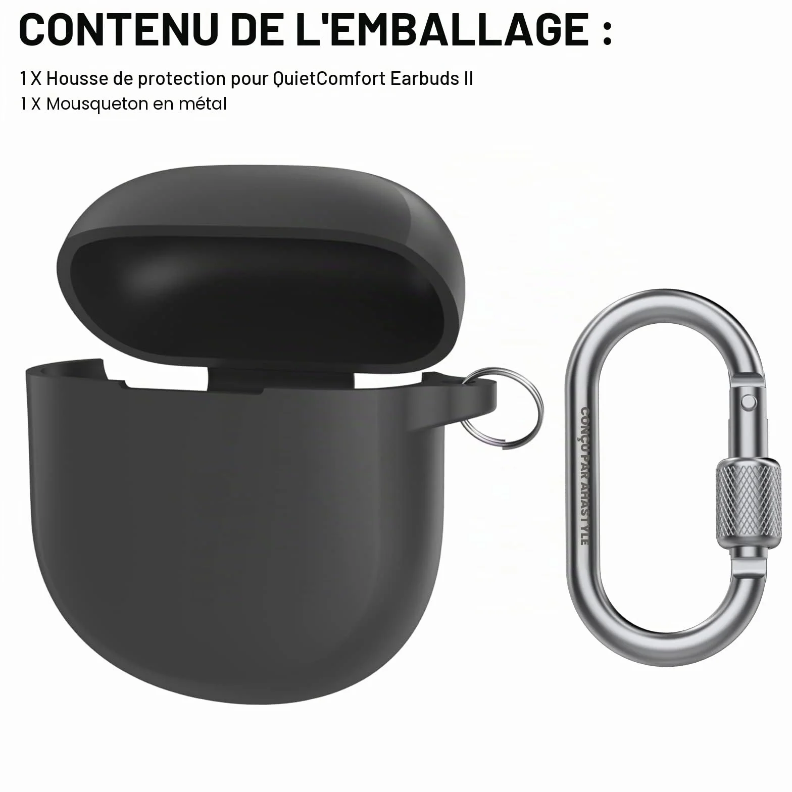 Coque Silicone pour Bose QuietComfort Ultra Earbuds II 2023 - Étui Protection Anti-Rayures Antichoc Noir