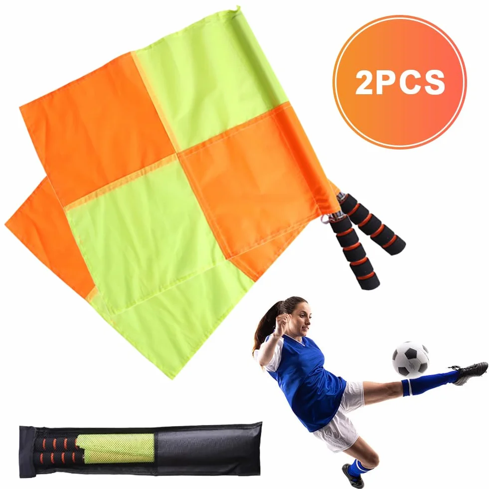 Lot de 2 drapeaux d'entraînement de football, drapeaux de ligne imperméables pour arbitre