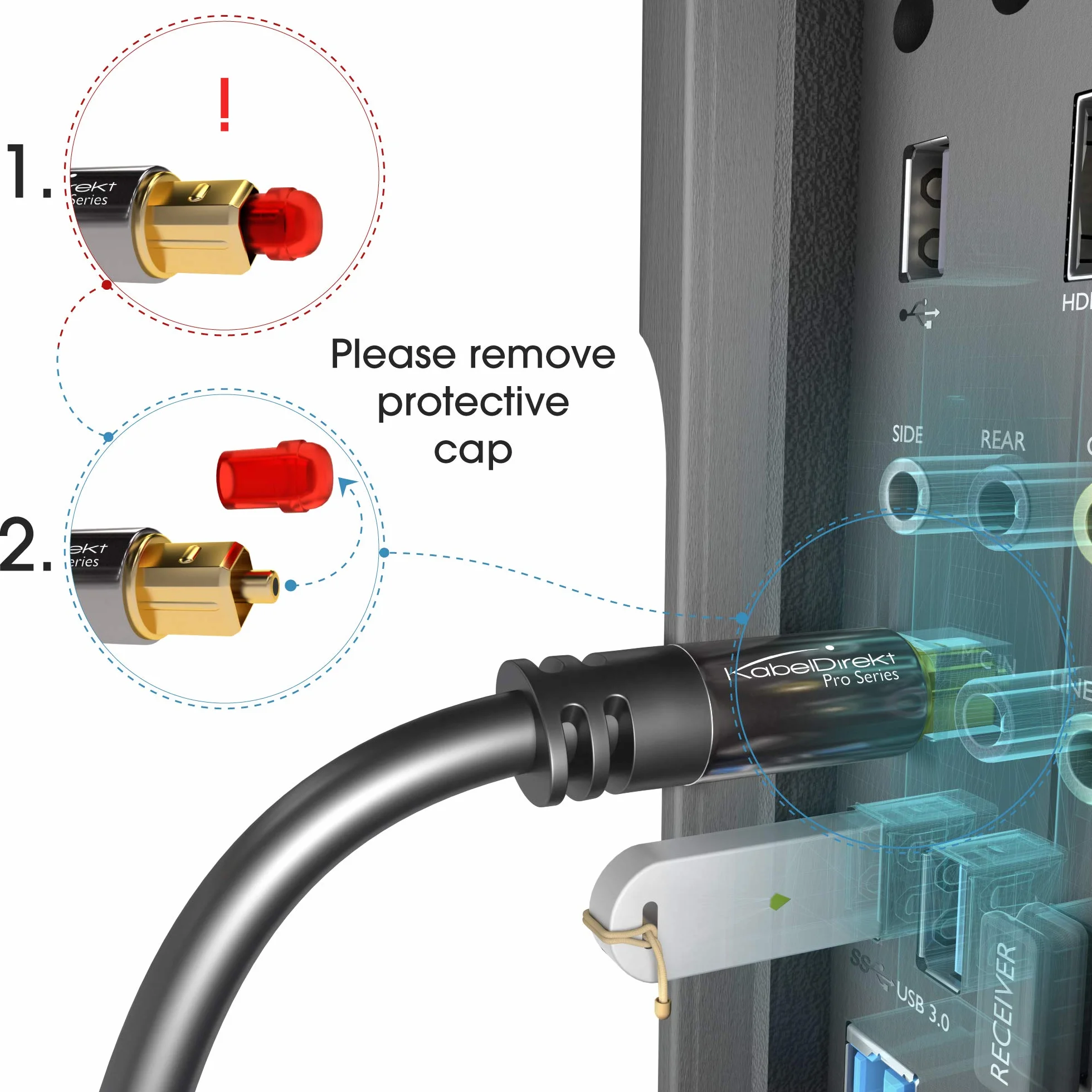 KabelDirekt 1m câble audio numérique optique TOSLINK fibre optique