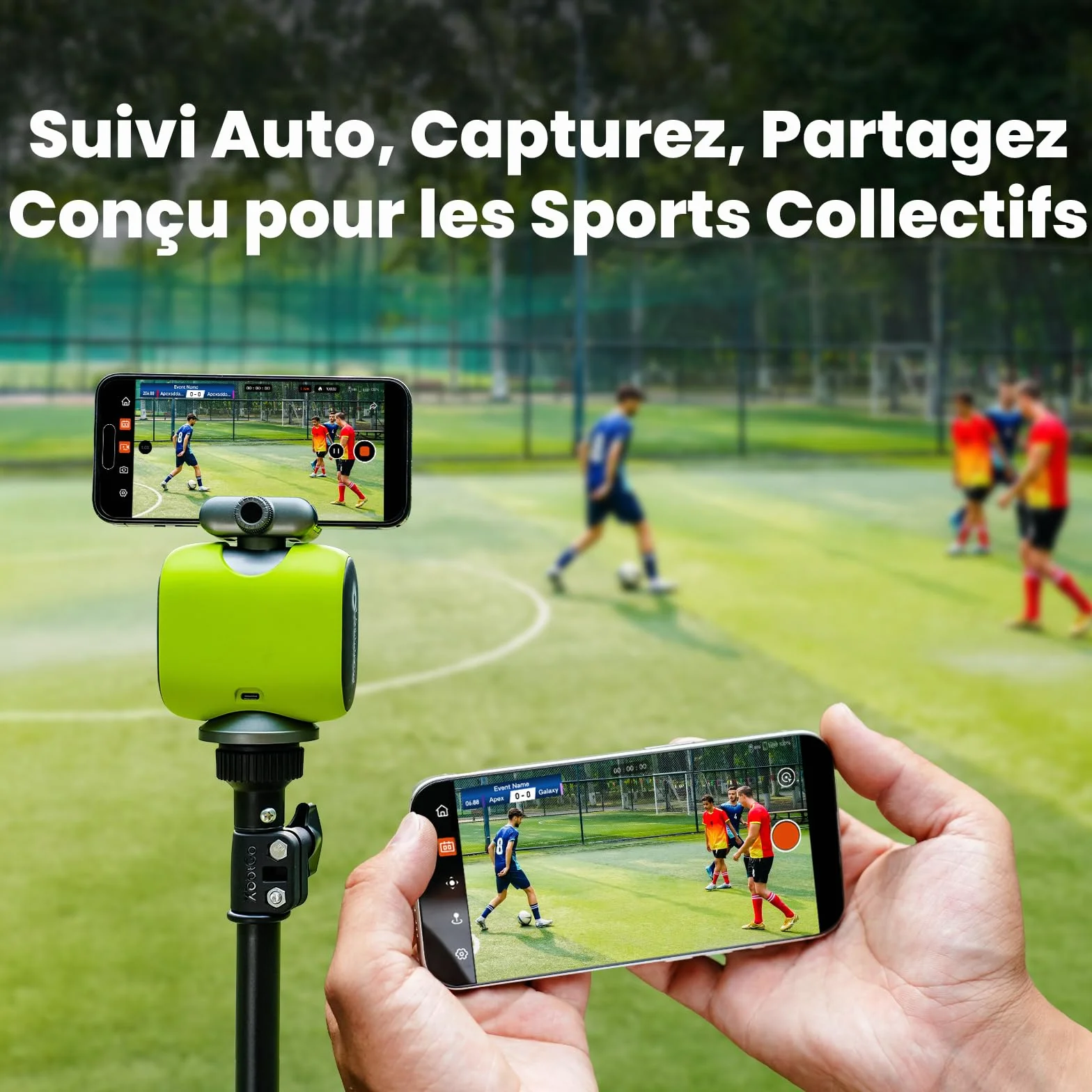 XbotGo Chameleon Caméra d'action Sport 4K 60FPS - SuiviFootball & Enregistrement Basket pour Sports Collectifs, Diffusion Live, Installation Facile, Compatible iOS & Android (Graphite Lave)