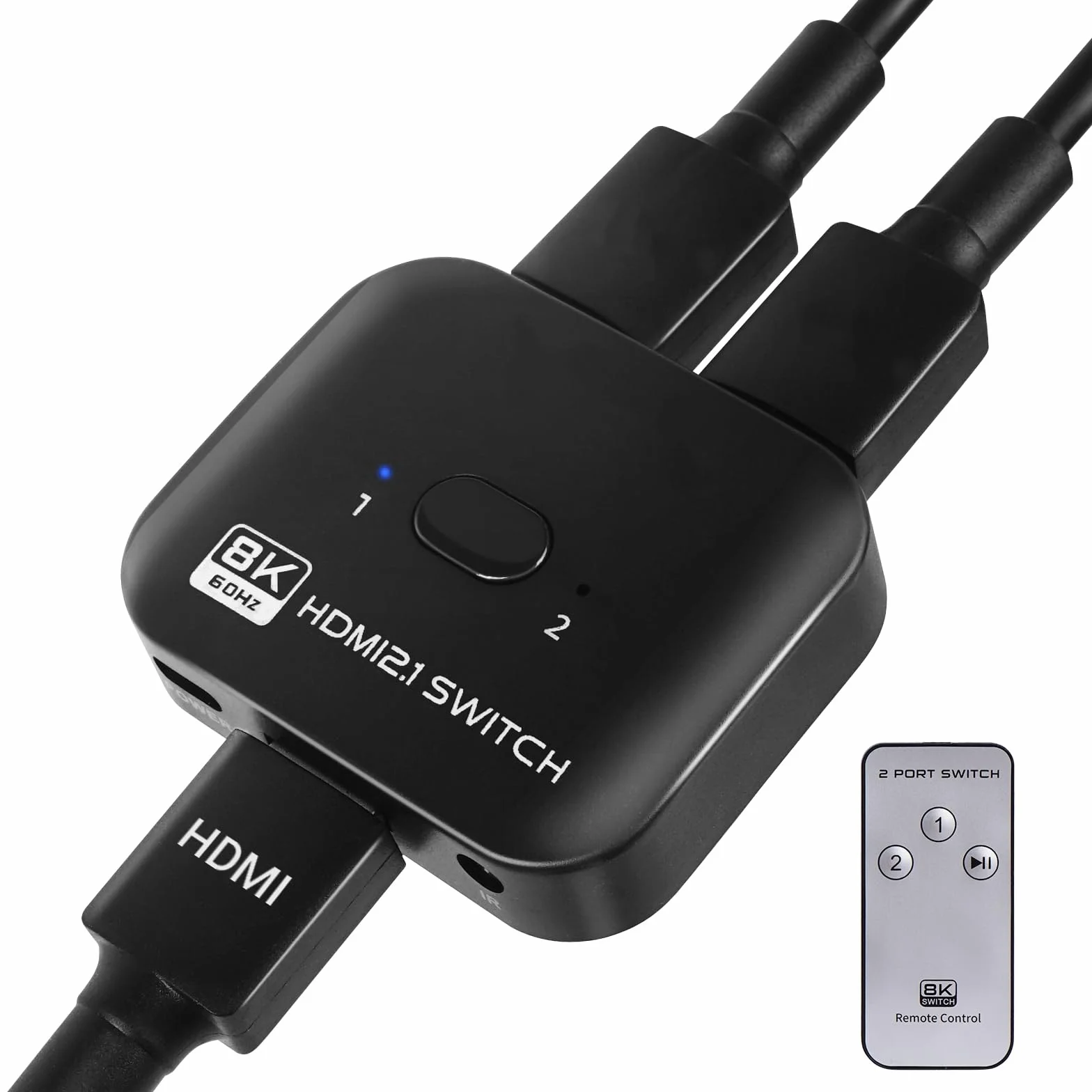TCNEWCL Switch HDMI 8K 60Hz, 4K 120Hz Répartiteur 1 Entrée 2 Sorties ou Commutateur 2 Entrées 1 Sortie, Splitter 2.1 Bi-Direction, Compatible avec PS5 PS4 Xbox Lecteur Blu-Ray PC