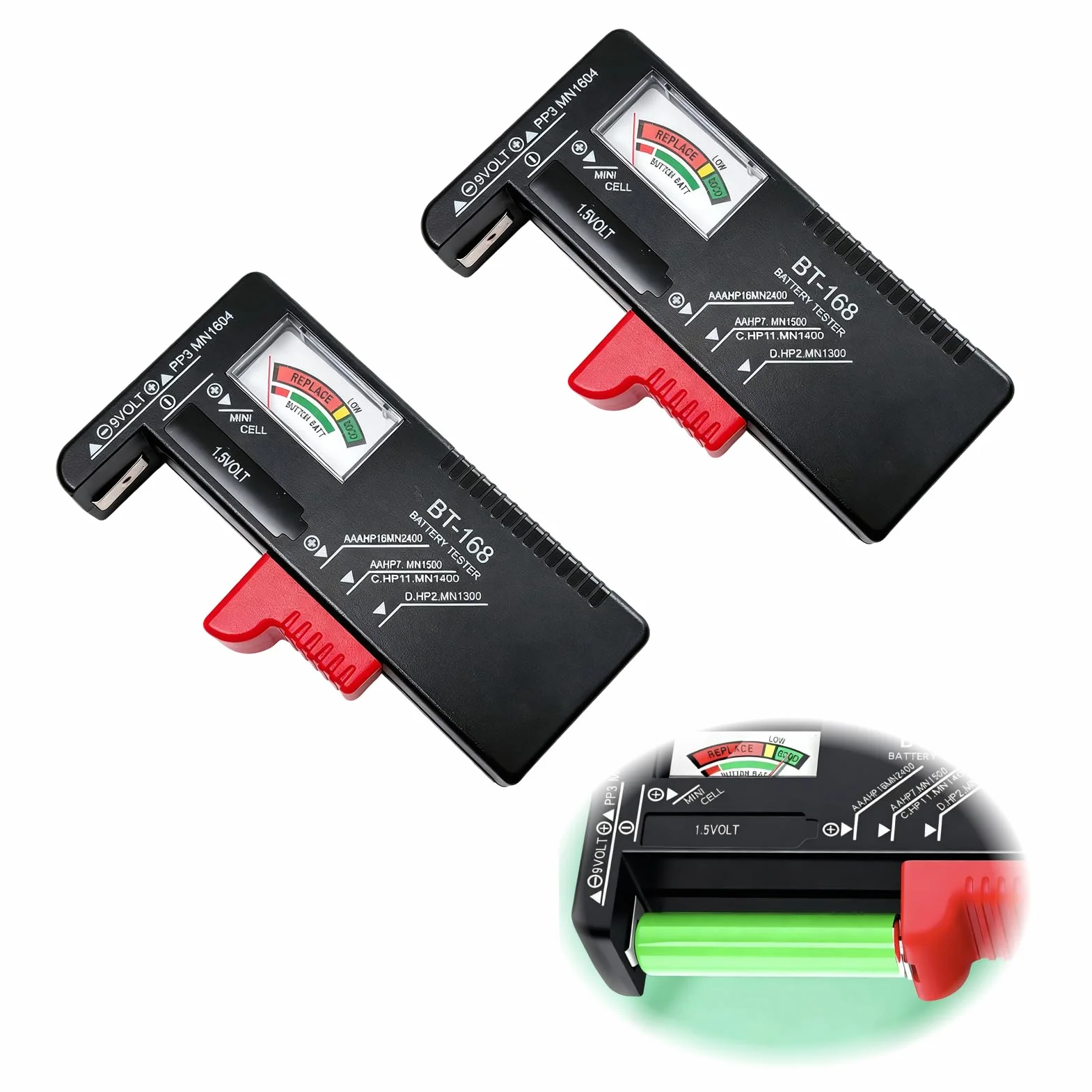 Testeur de Piles Universel pour AAA AA C D 9V et Piles à Bouton, Contrôleur de Tension de Batterie