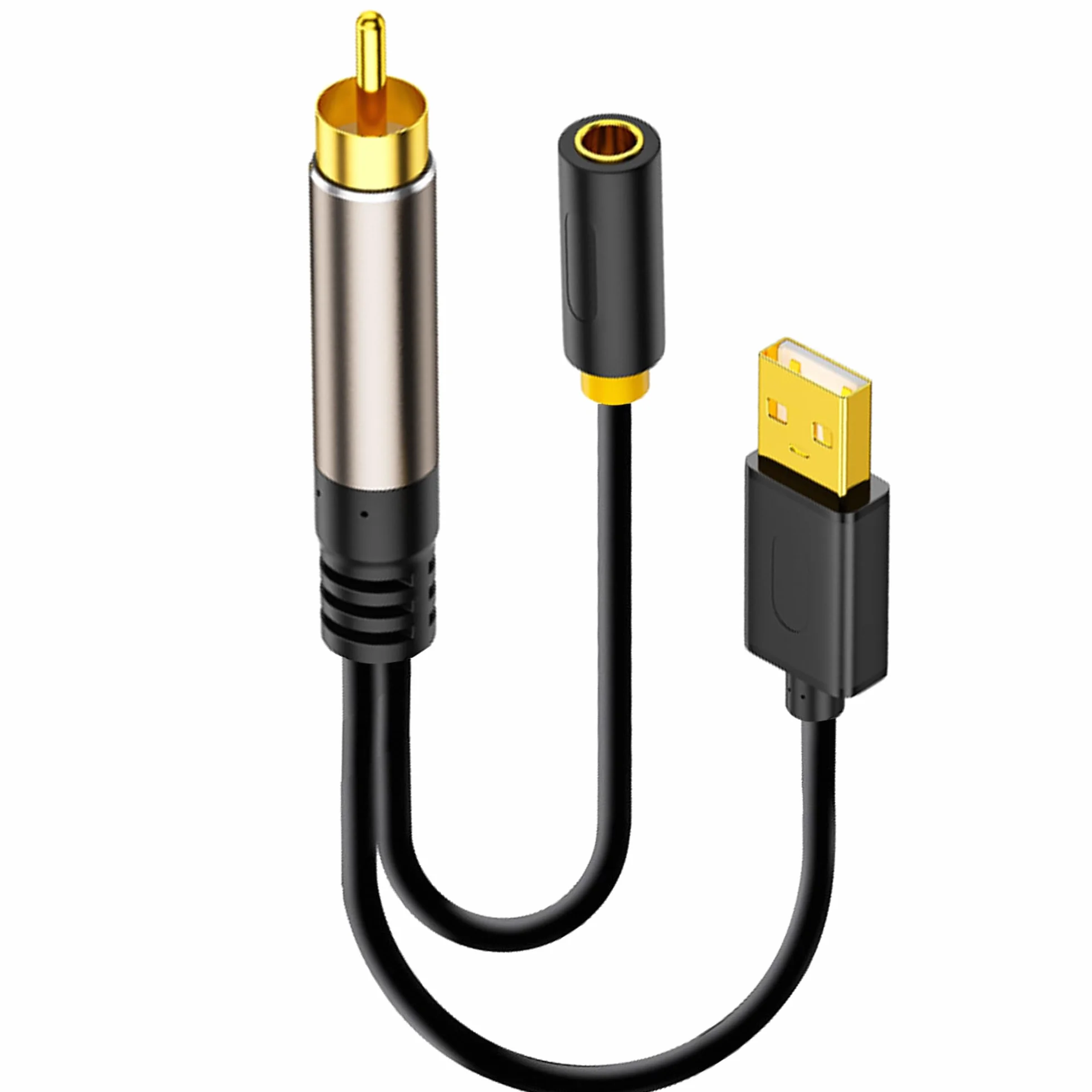 Câble audio stéréo coaxial numérique RCA vers femelle 3,5 mm avec interface USB, pour lecteur Blu-ray, décodeurs, PS4, haut-parleur, amplificateur, TV - 0,2 m