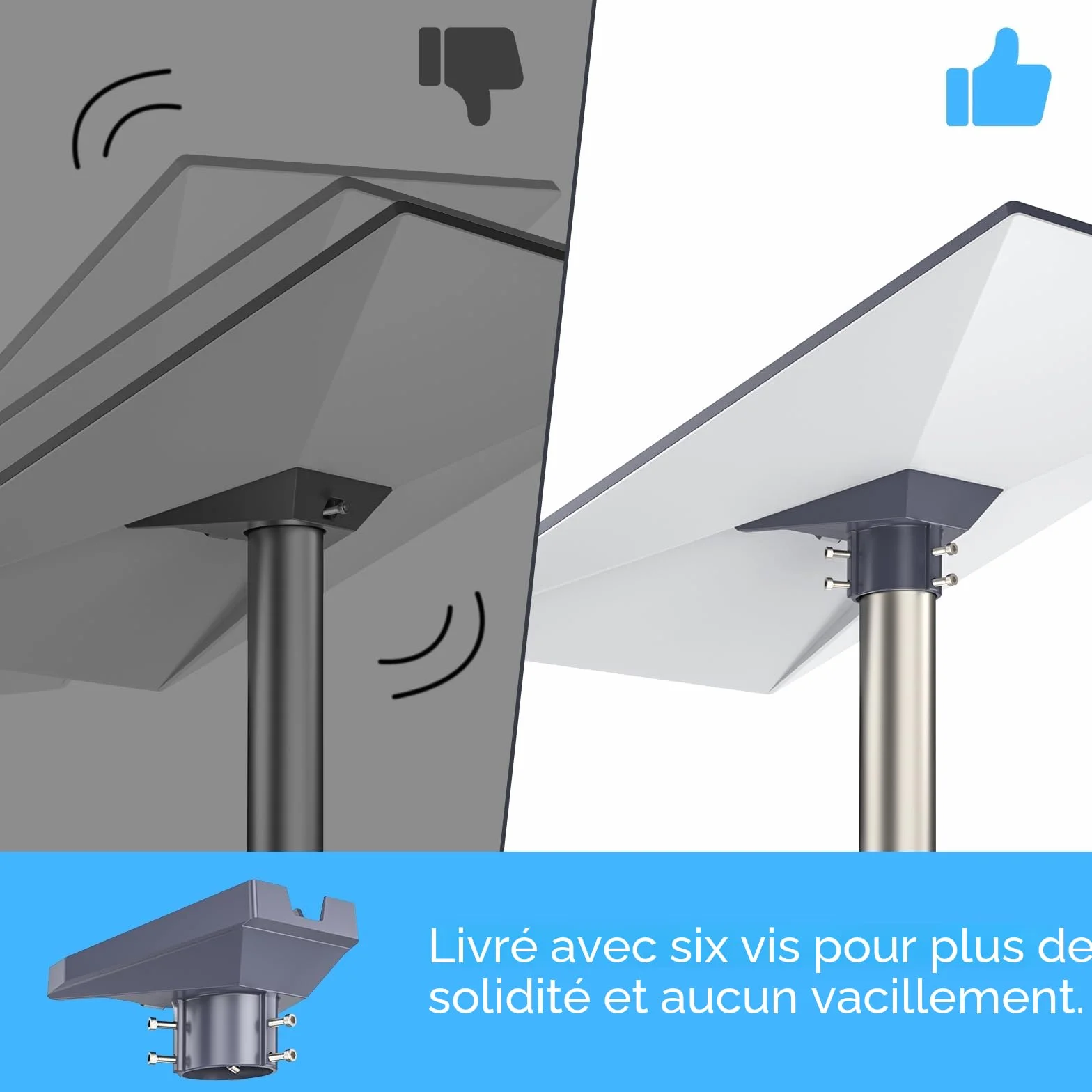 Adaptateur de Tuyau Starlink Gen 3, Support de Mât Robuste en Aluminium pour Standard 4 / 4X (V4) & Enterprise, Compatible Tubes 31-51mm, Kit de Fixation Antenne Satellite pour Kickstand Dishy