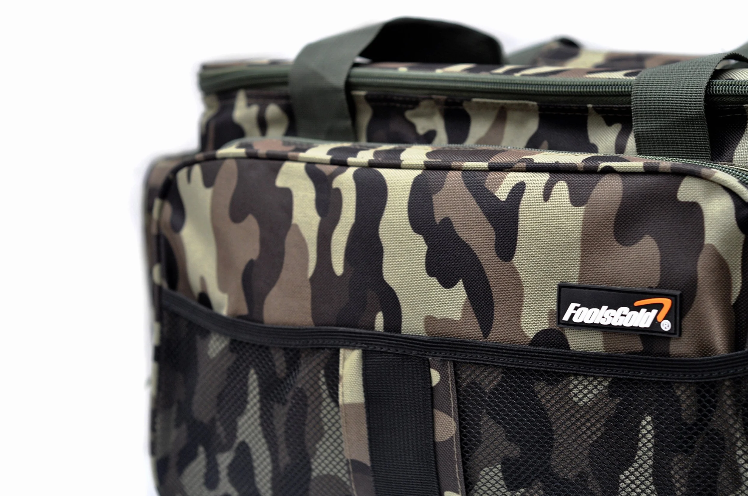 Grand sac fourre-tout de pêche isolé camouflage foolsGold