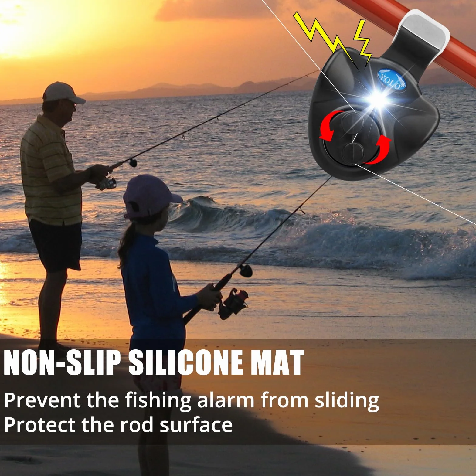Détecteur Electronique Sensible Alarme de Touche Canne à Pêche avec Indicateur LED pour Pêche Maritime Nocturne