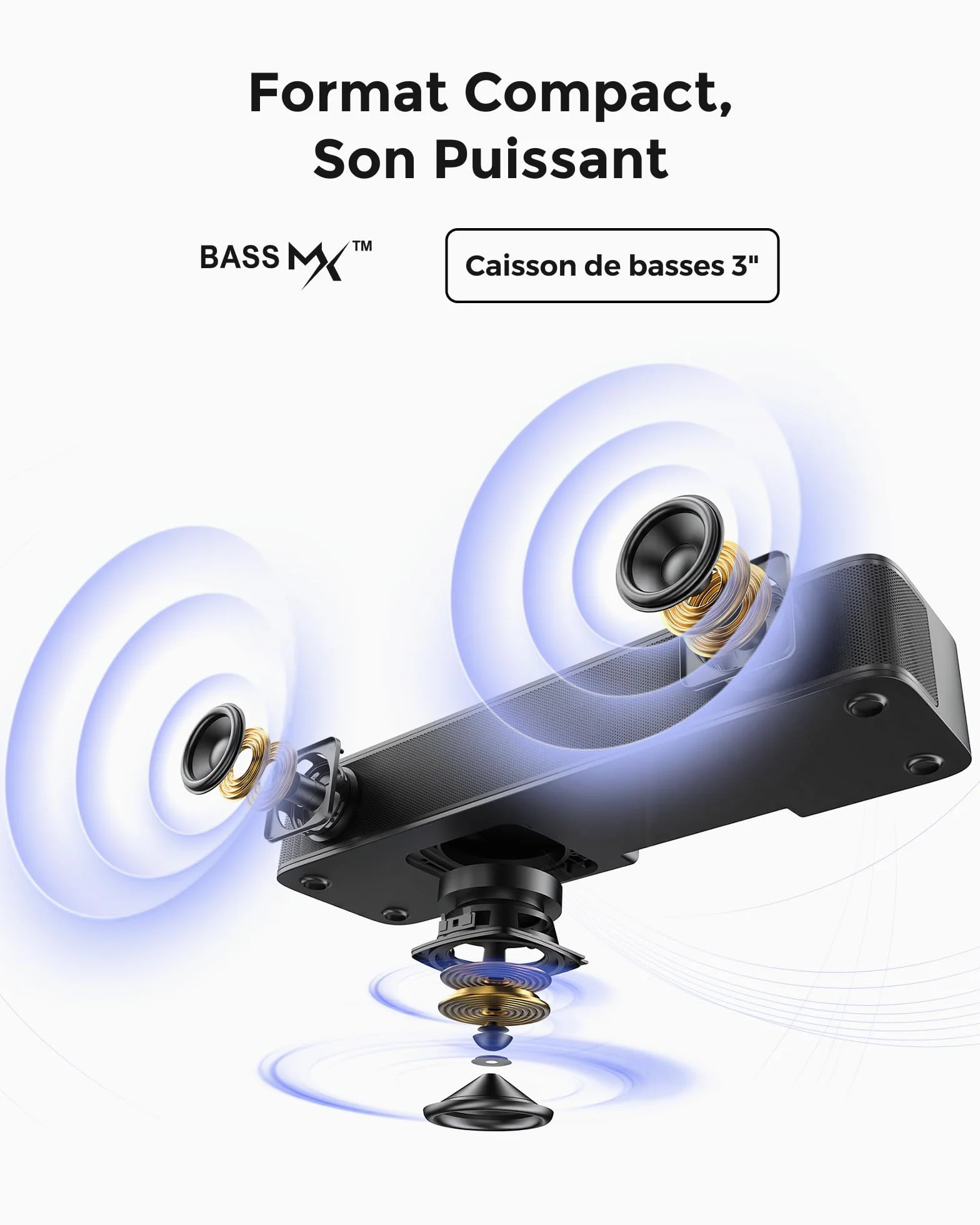 ULTIMEA Poseidon M20 Pro Barre de Son TV 2.1ch, 132W, Caisson de Basses Intégré, BT 5.4, 16 Pouces