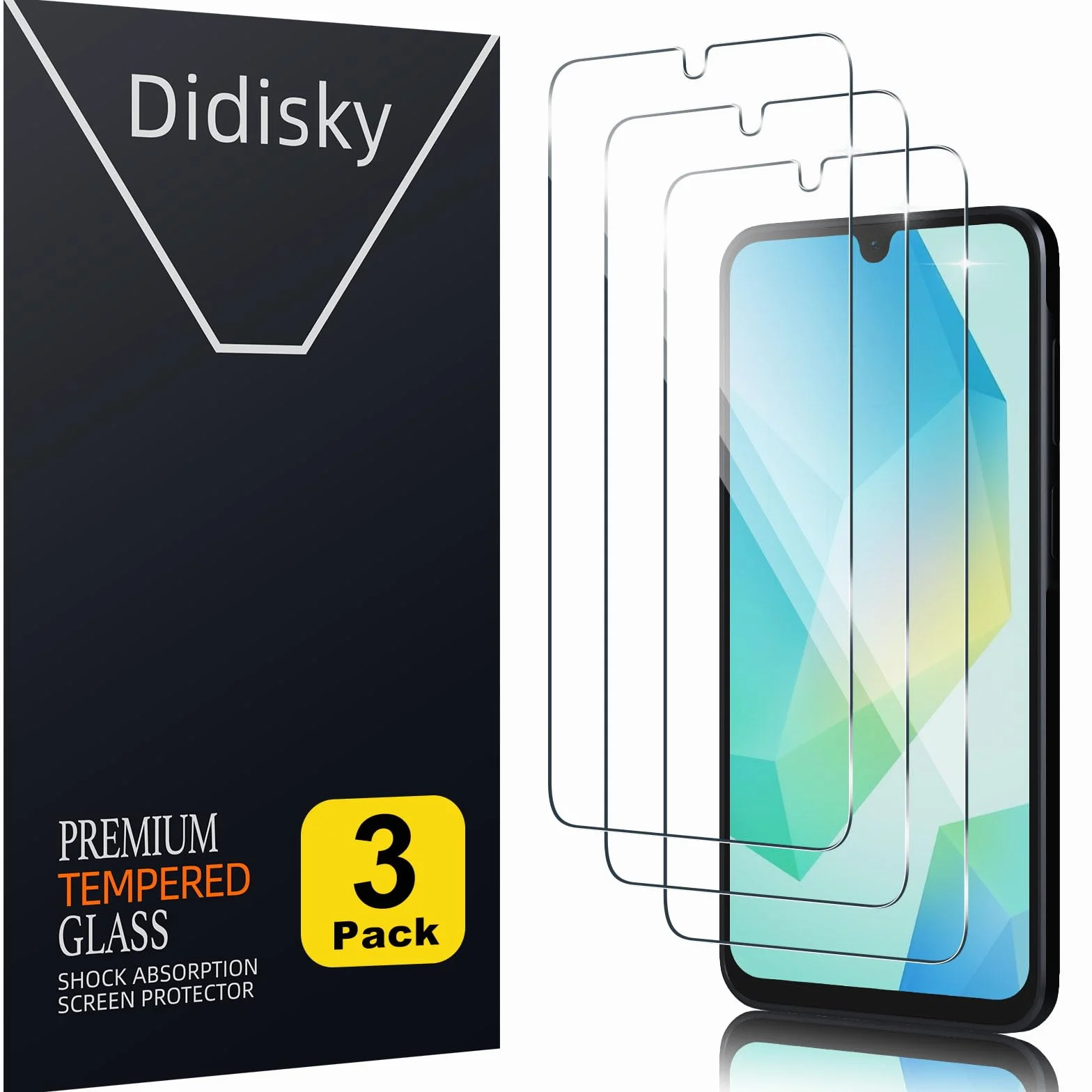Didisky Lot de 3 Protecteur Verre Trempé pour Samsung Galaxy A16, A17, A26, Film Protection écran, dureté 9H, Pas de Bulles, Haute définition