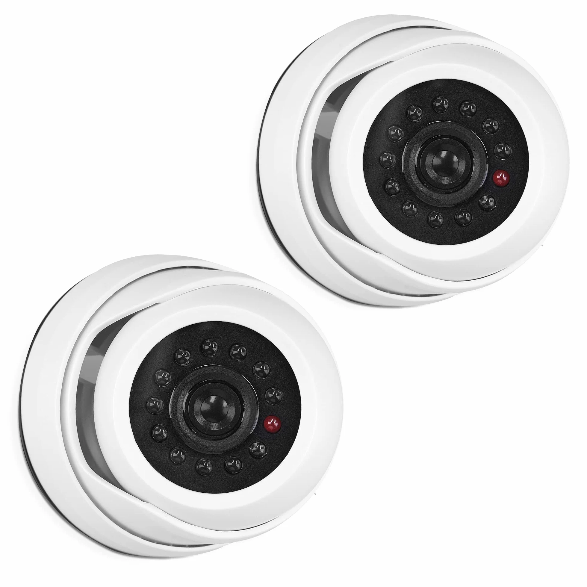 kwmobile Caméra de Surveillance Factice - Lot 2X Fausse Caméra CCTV avec LED Sécurité Maison ou Magasin - Dôme Dissuasif pour Intérieur, 1080p - Blanc