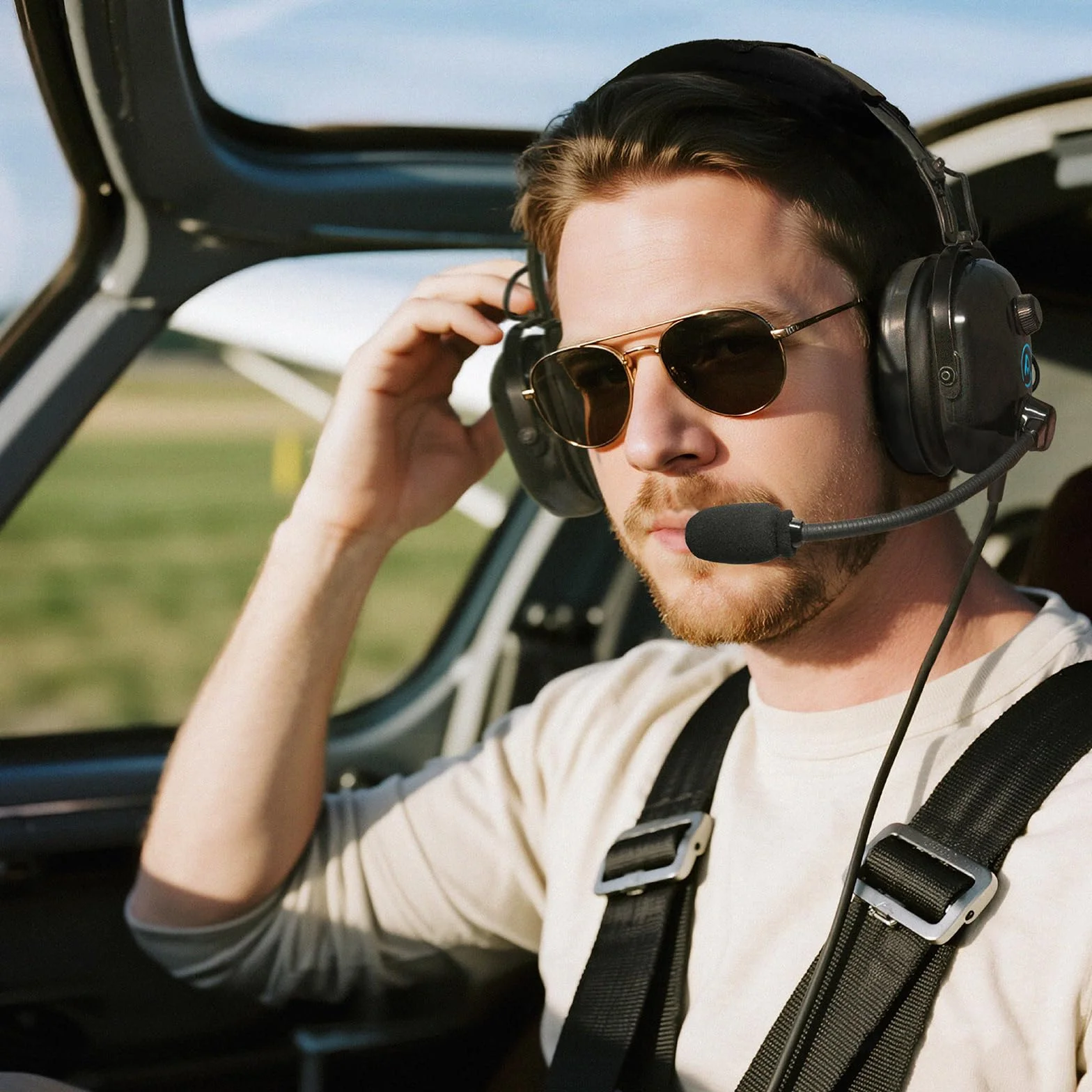 AIRVOICE Aviation Headset for Pilots with Passive Noise Reduction, PNR General Aviation Headset with Comfortable Earpads and Noise Canceling Microphone, for Pilot, Flight School Student, Instructor