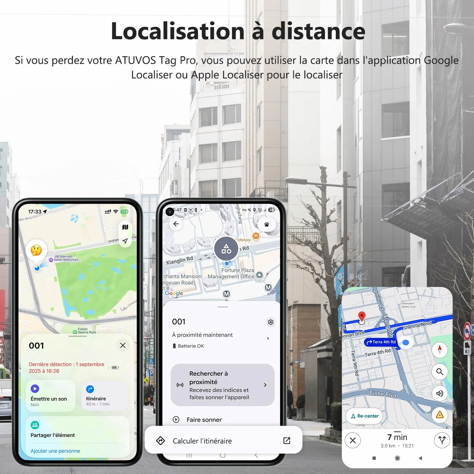 ATUVOS Android Air Tag Traceur Lot de 4, Smarttag Fonctionne avec l’app Google et Apple Localiser, Localisateurs Bluetooth Tracker pour Les Clés/Portefeuilles/Valises/Bagages, Batterie Remplaçable