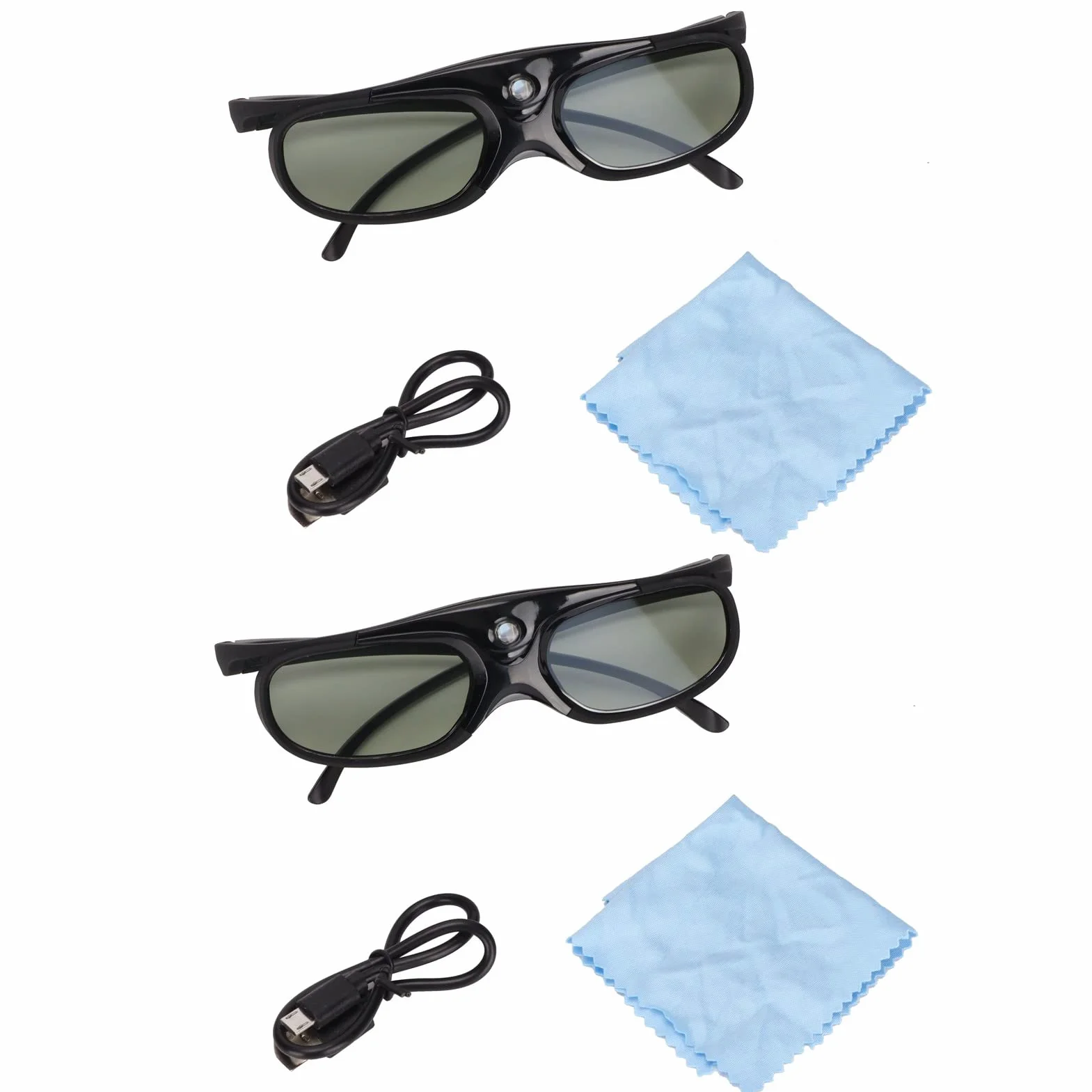 Lunettes 3D pour Orojecteurs 3D DLP, Lot de 2 Lunettes à Obturateur Actif 144 Hz, Batterie 80 MA Intégrée, Prise en Charge pour Optoma, pour BenQ, pour Acer, pour Vivitek, pour Dell, pour Viewsonic