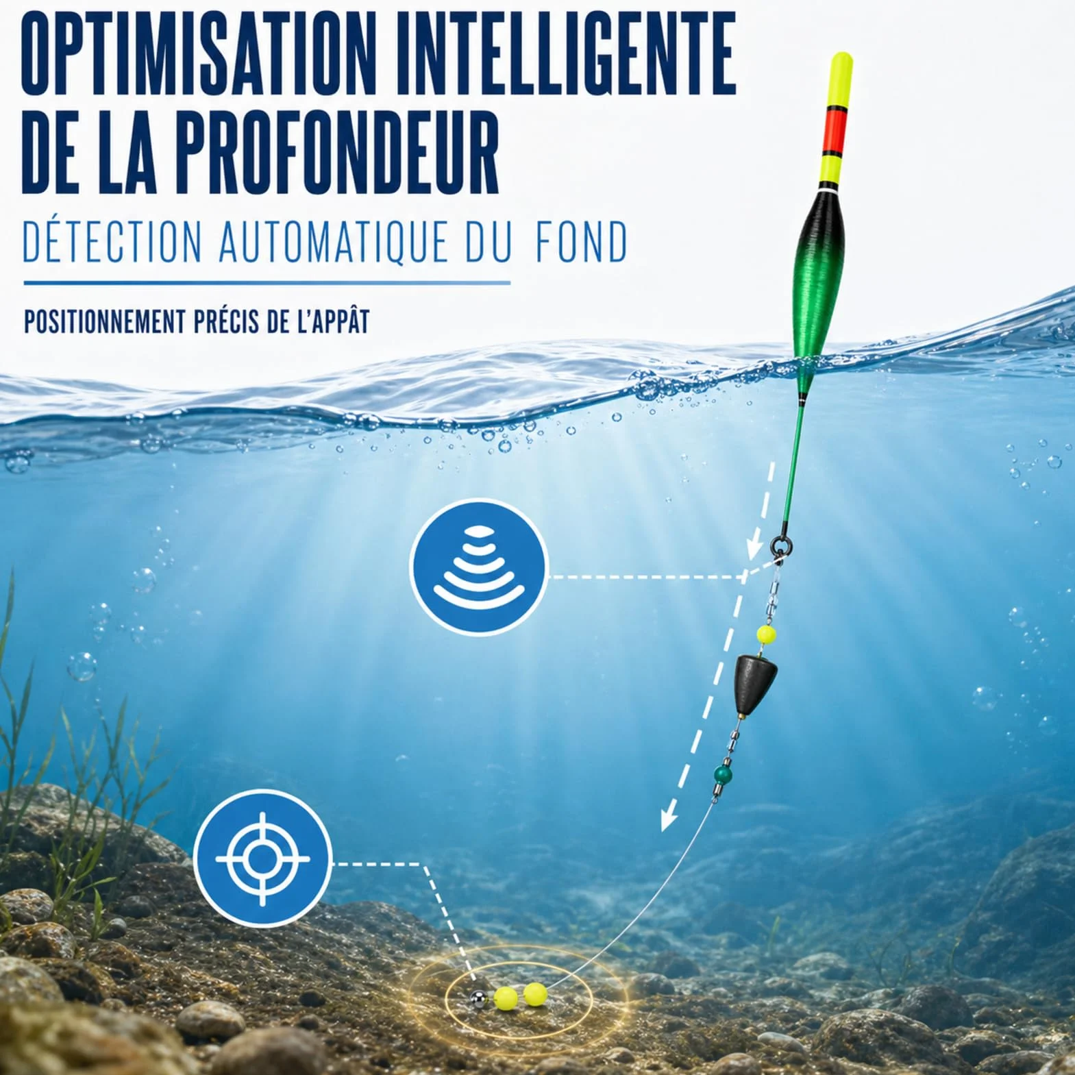 Ensemble De Ligne De Pêche Automatique 100m Pré-Noué avec Flotteur À Changement De Couleur Haute Sensibilité