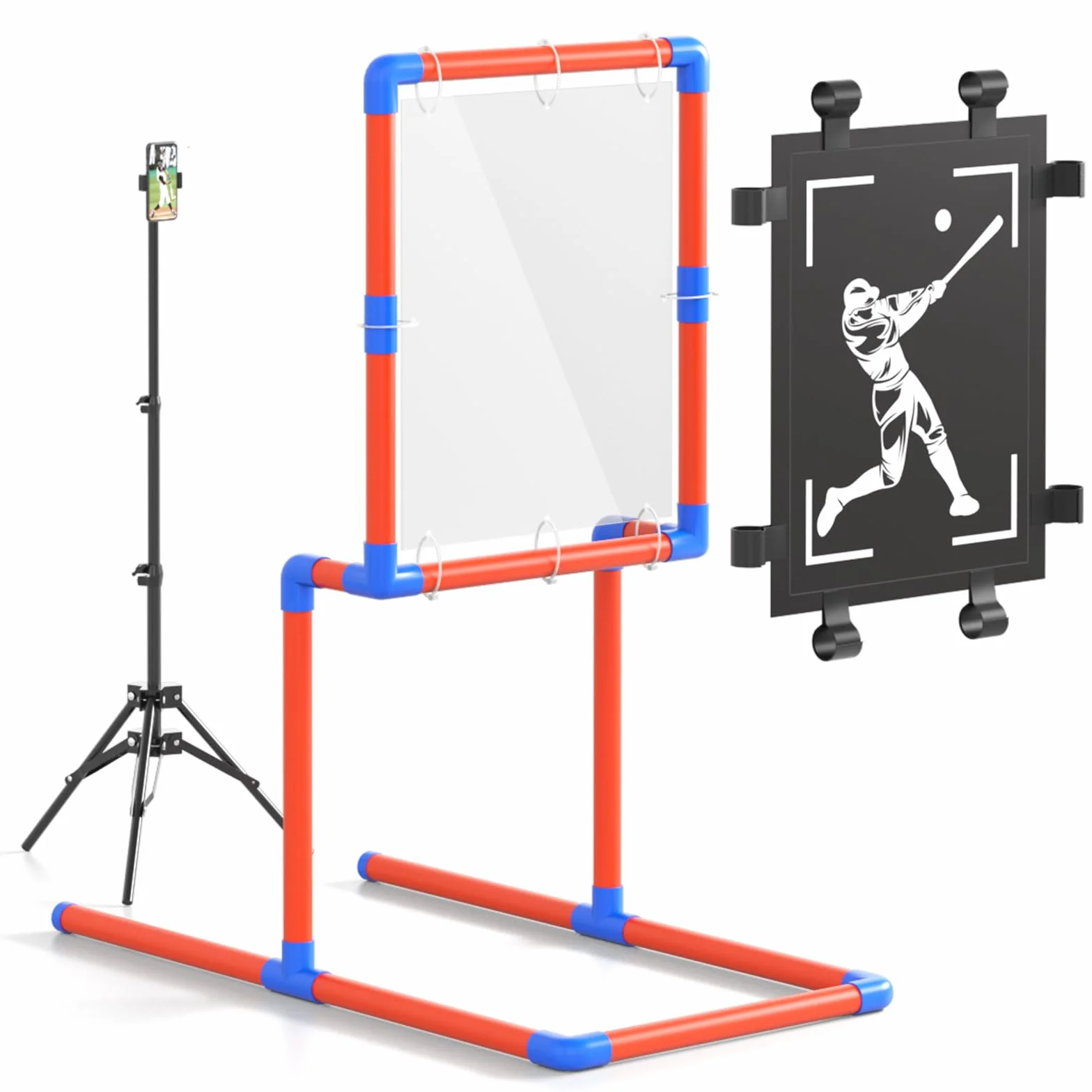 Cible de zone de frappe de baseball avec cadre PVC robuste et trépied réglable