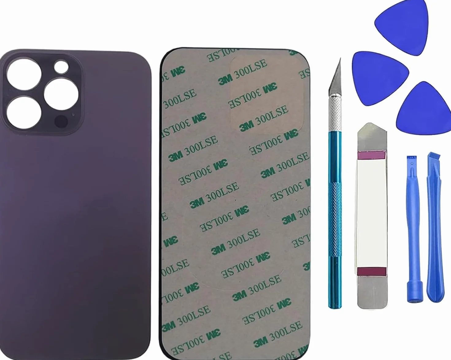 14 Pro Max Verre arrière de Rechange pour iPhone 14 Pro Max 6,7" avec kit d'outils Repar(Violet foncé)