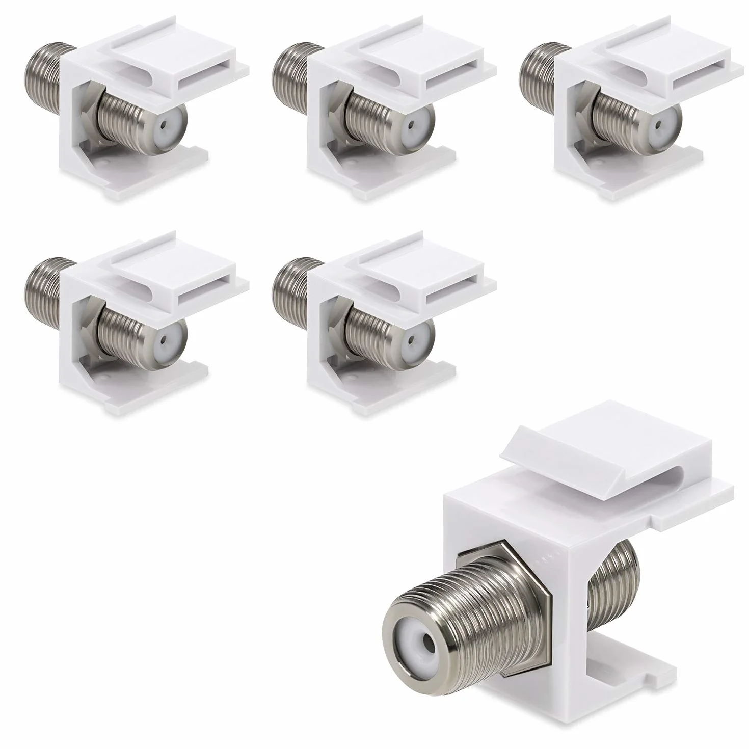 kwmobile 6x Embase Keystone Prise F - Module Connecteur pour Câble TV Satellite Prise F Standard - Montage Snap-In - Panneau de Brassage